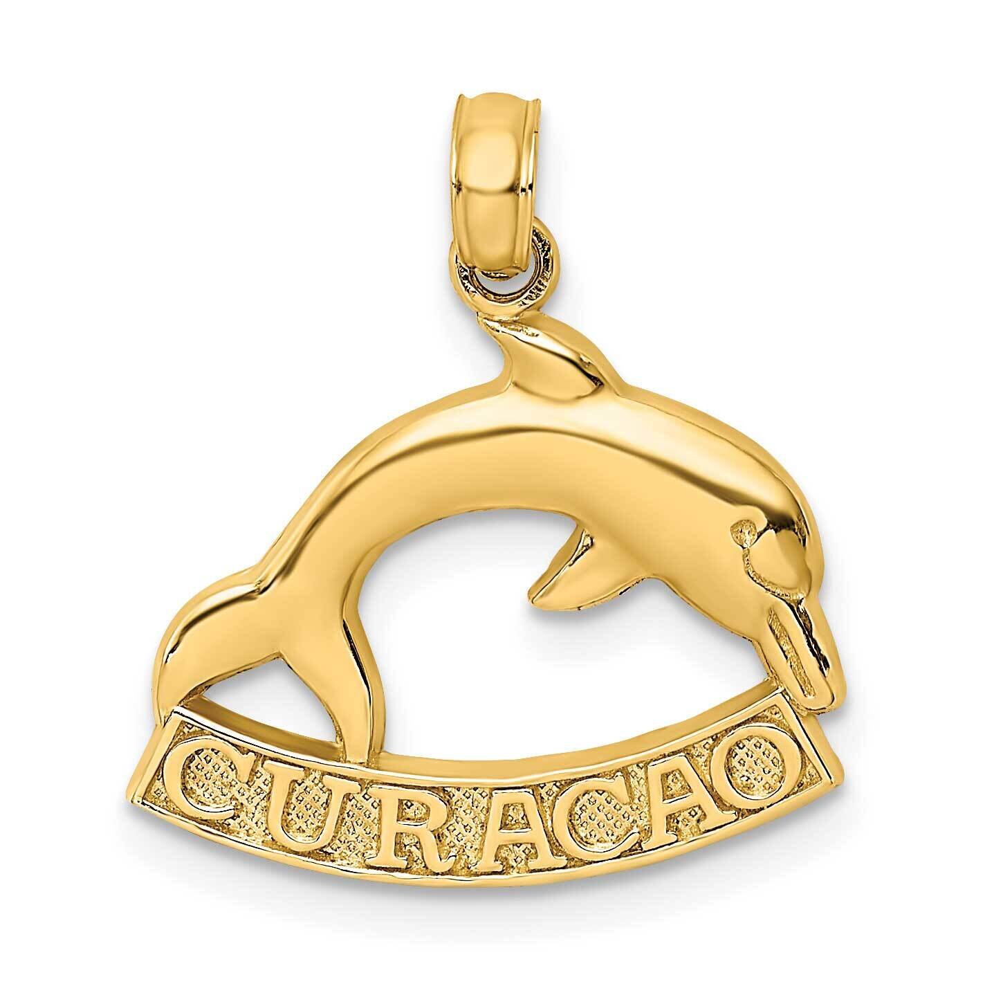 Curacao Under Polished Dolphin Charm 14k Gold 2-D K8221