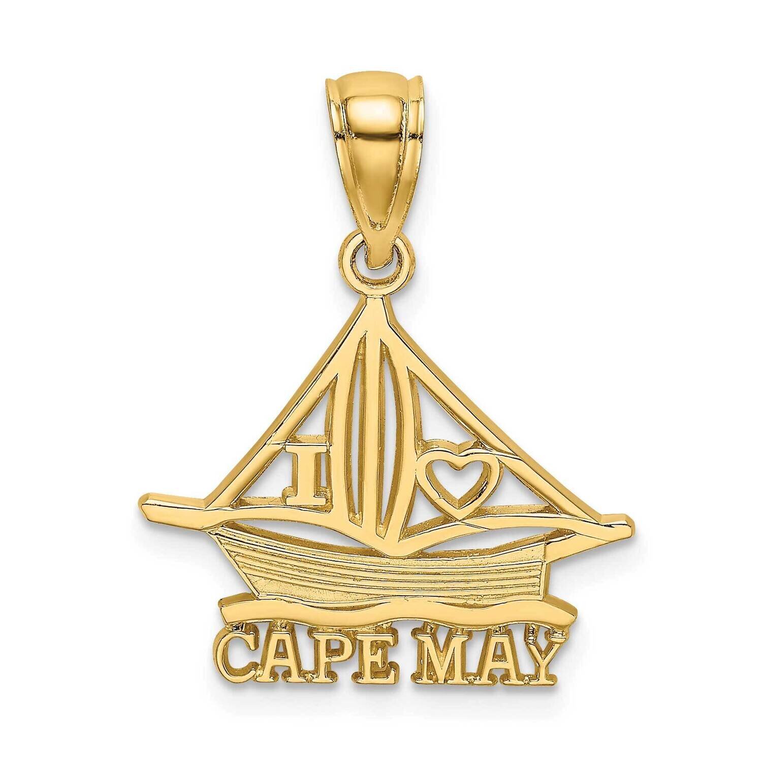 I Heart Cape May with Cut-Out Boat Charm 14k Gold K8225, MPN: K8225, 637218089840