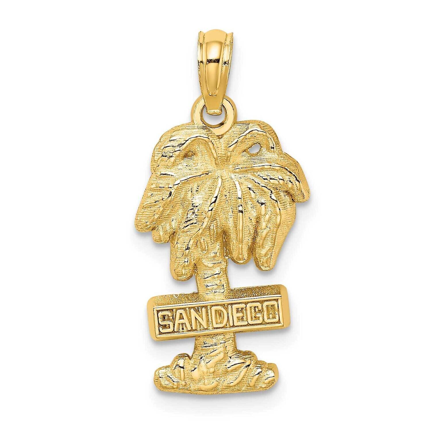 San Diego On Palm Tree Charm 14k Gold 2-D K8240, MPN: K8240, 637218093793