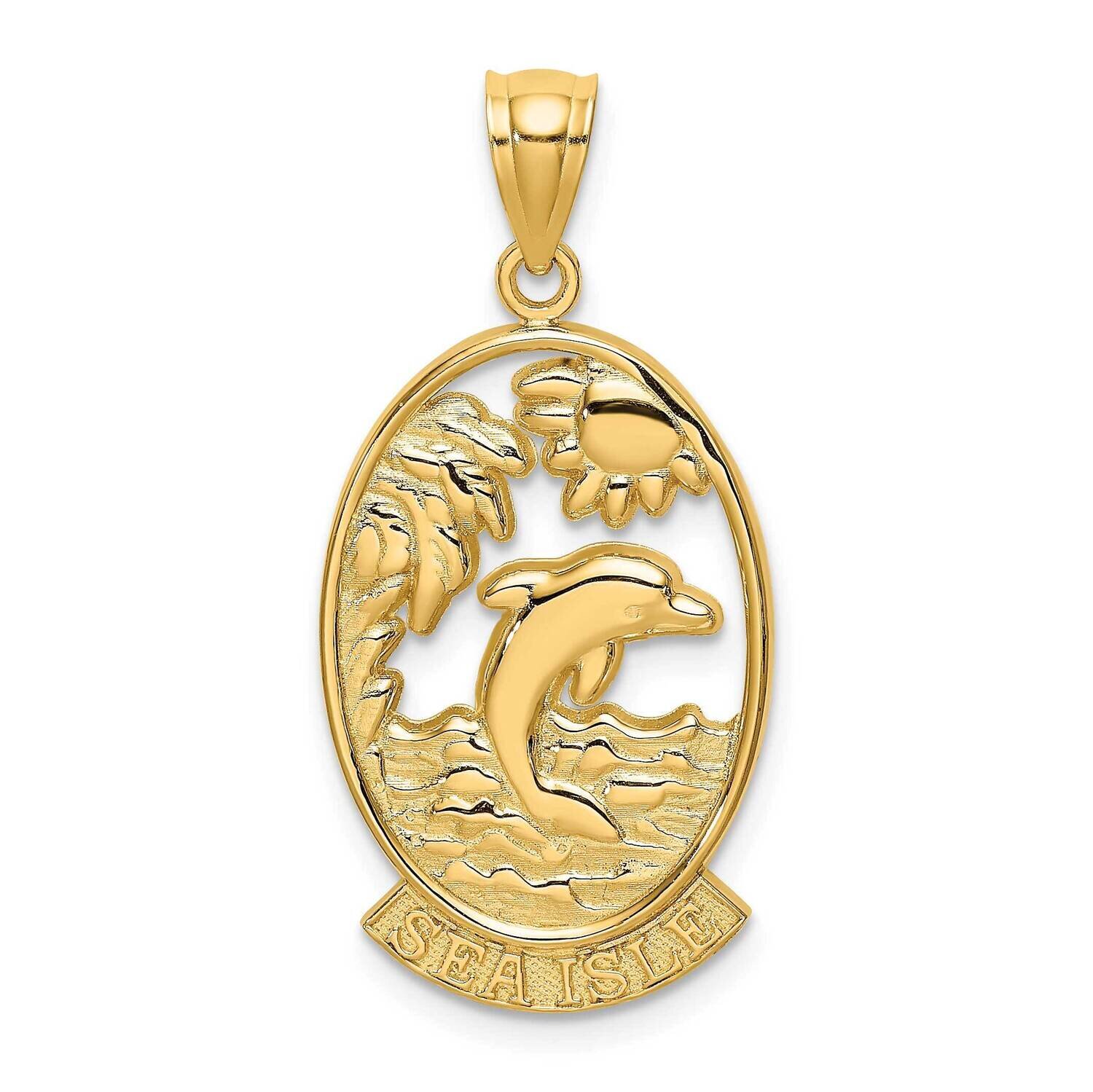 Sea Isle with Dolphin Sunset In Frame Charm 14k Gold K8260, MPN: K8260, 637218100194