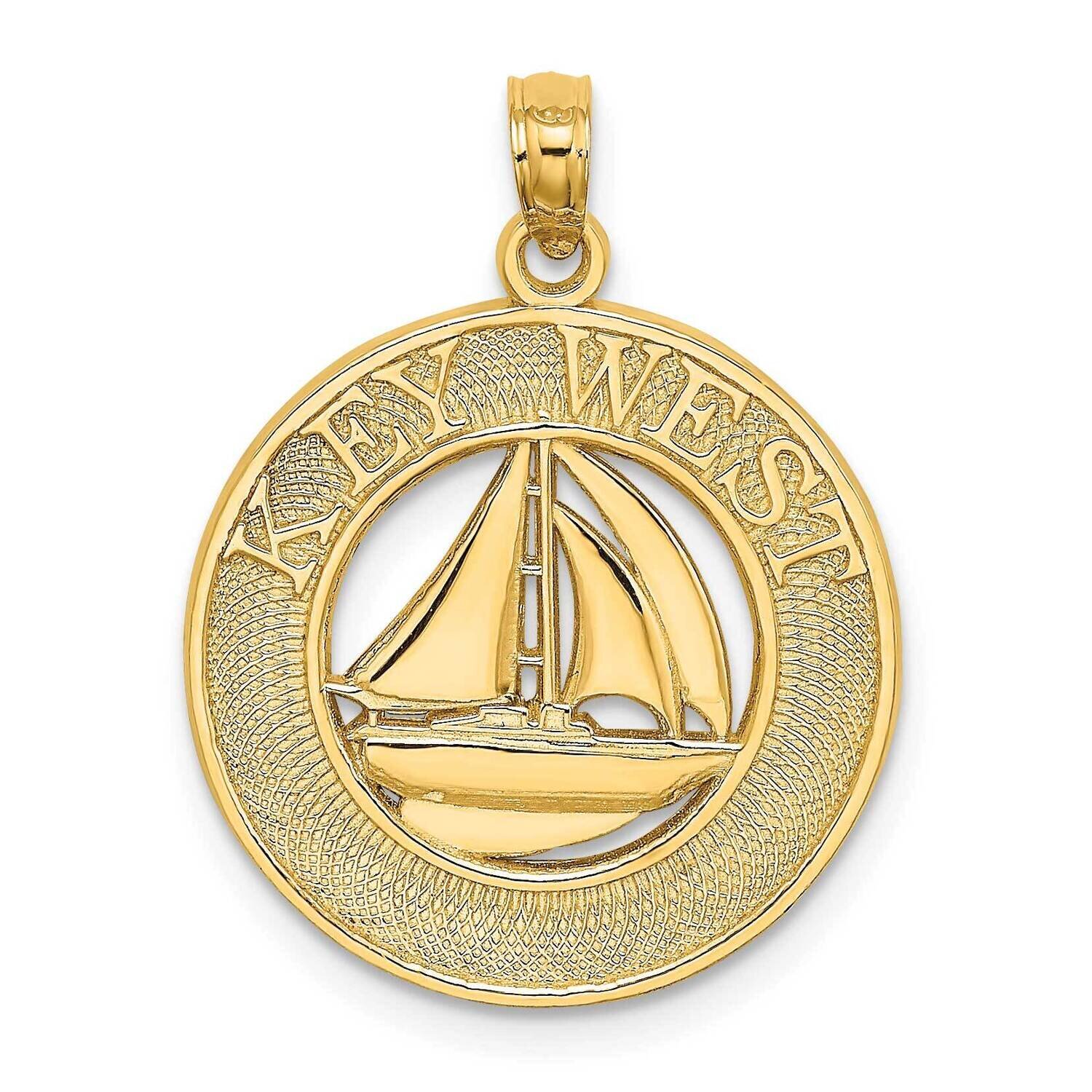 Key West On Round Frame Sailboat Charm 14k Gold K8263, MPN: K8263, 637218100378