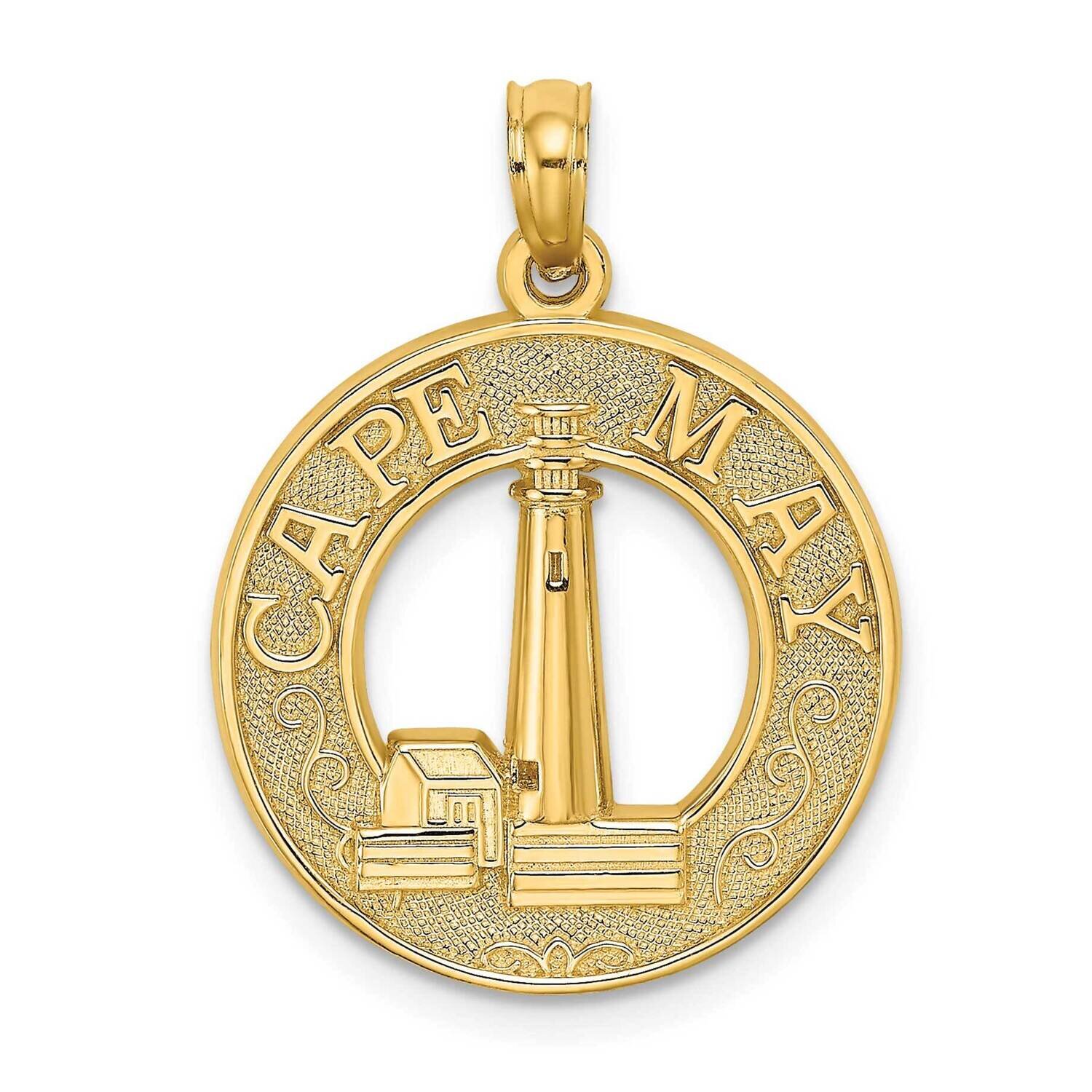 Cape May Round Frame with Lighthouse Center Charm 14k Gold K8274, MPN: K8274, 637218103737