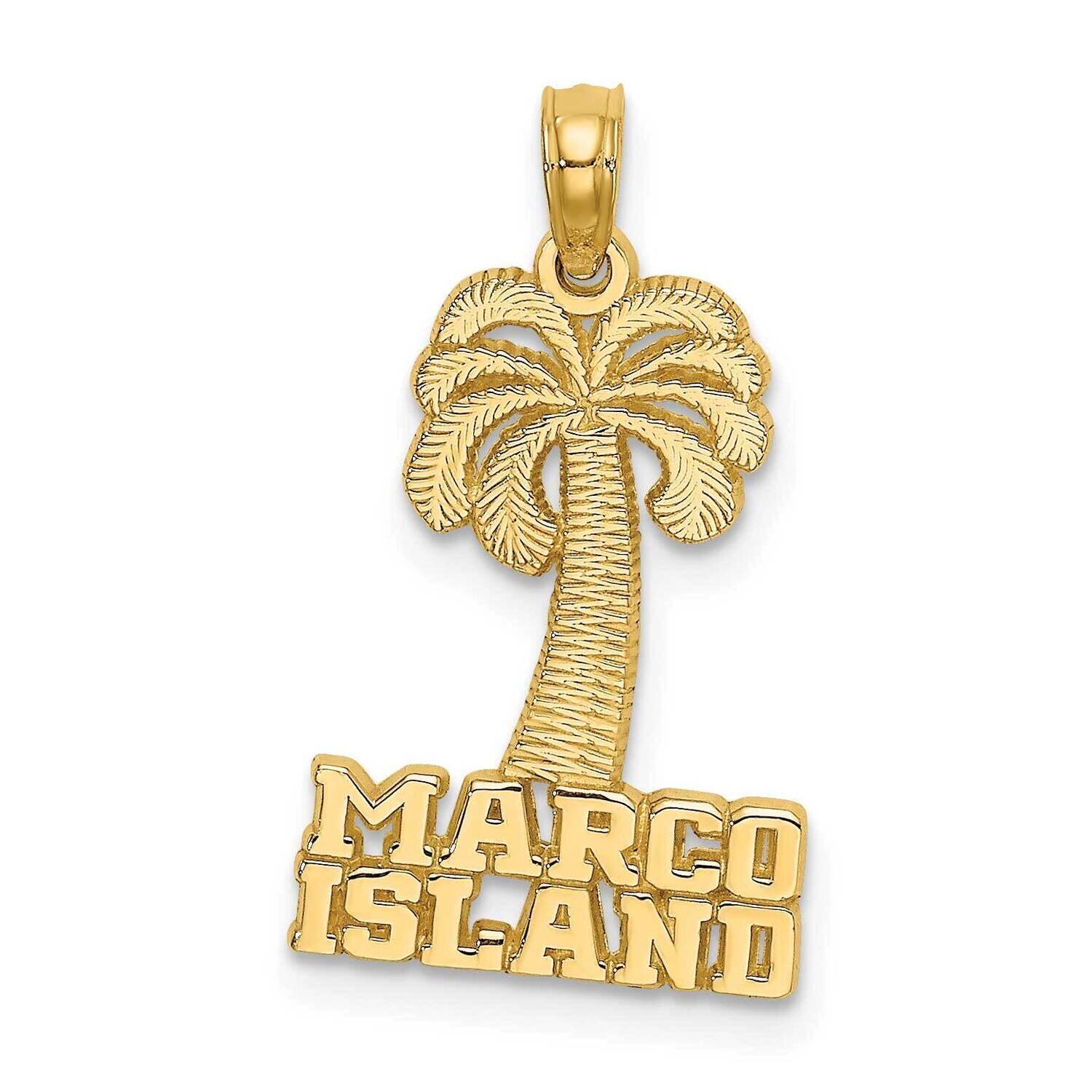 Flat Marco Island Under Palm Tree Charm 14k Gold K8277