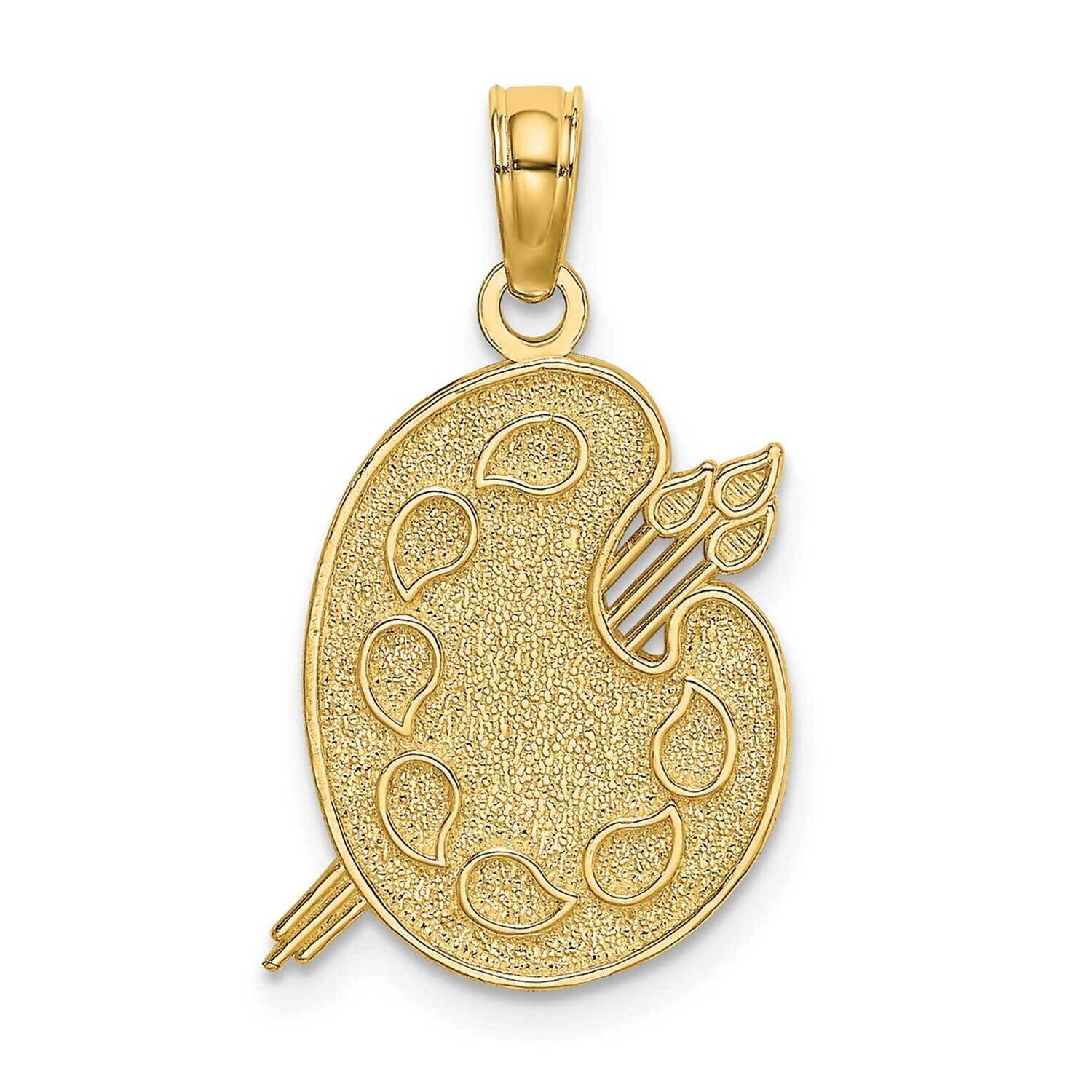 Engraved Textured Painters Pallet Charm 14k Gold K8320, MPN: K8320, 637218038497