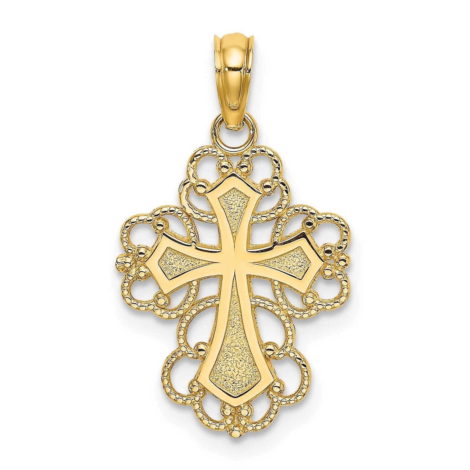 Beaded Lace Trim Cross Charm 14k Gold K8324, MPN: K8324, 637218015771