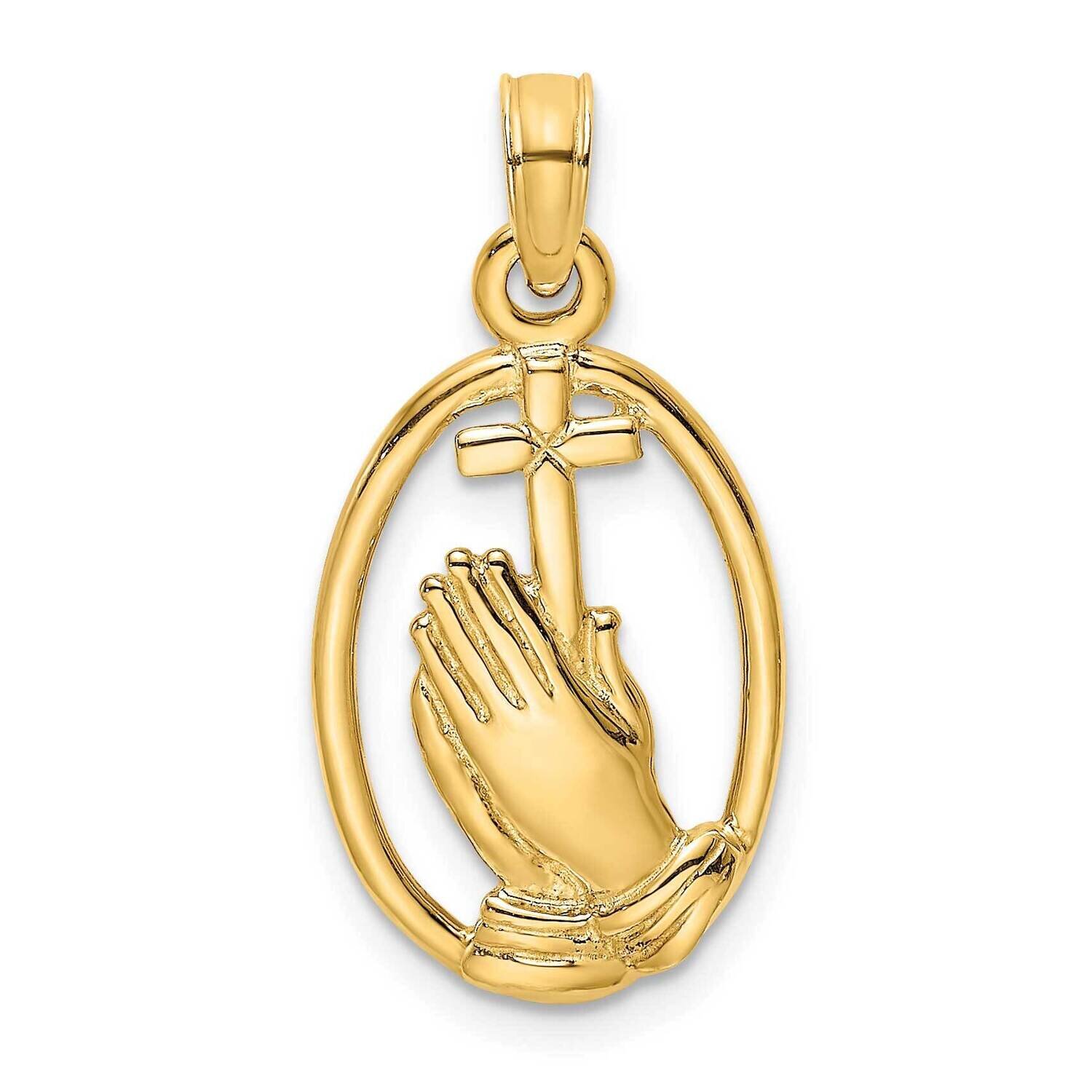 Praying Hands Cross In Oval Charm 14k Gold K8327, MPN: K8327, 637218015832