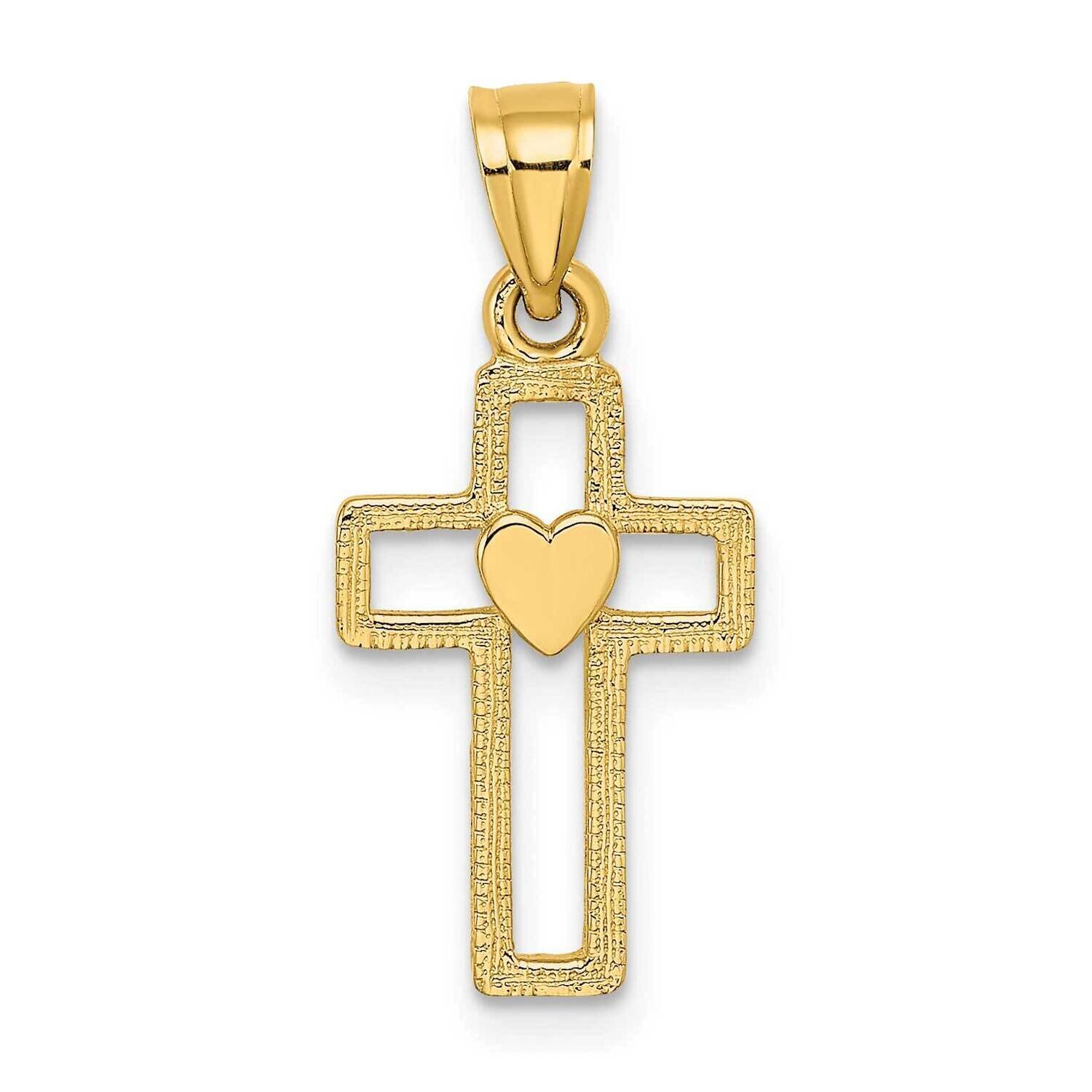 Cross with Heart Charm 14k Gold Cut-out K8331, MPN: K8331, 637218015870