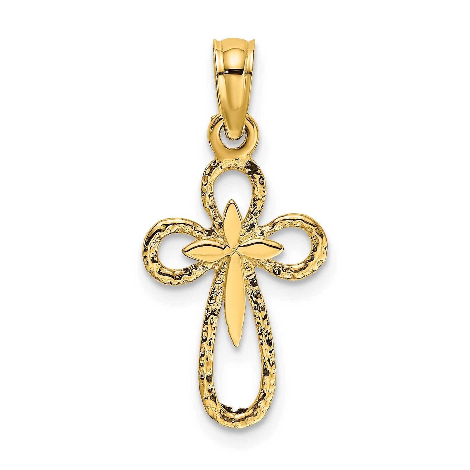 Cross with Small Interior Cross Charm 14k Gold Cut-out K8338