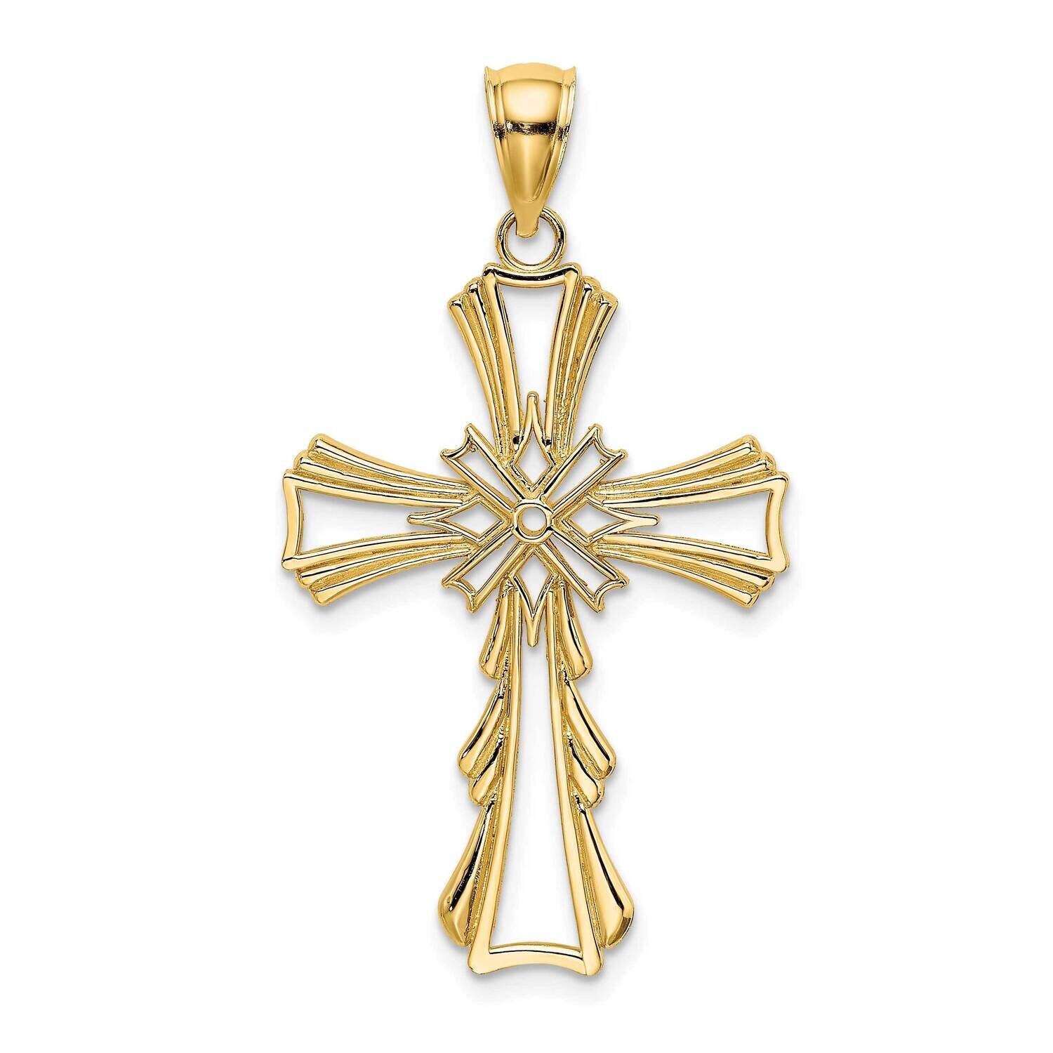 Teardrop Sides Cross Charm 14k Gold Cut-out K8341, MPN: K8341, 637218015986