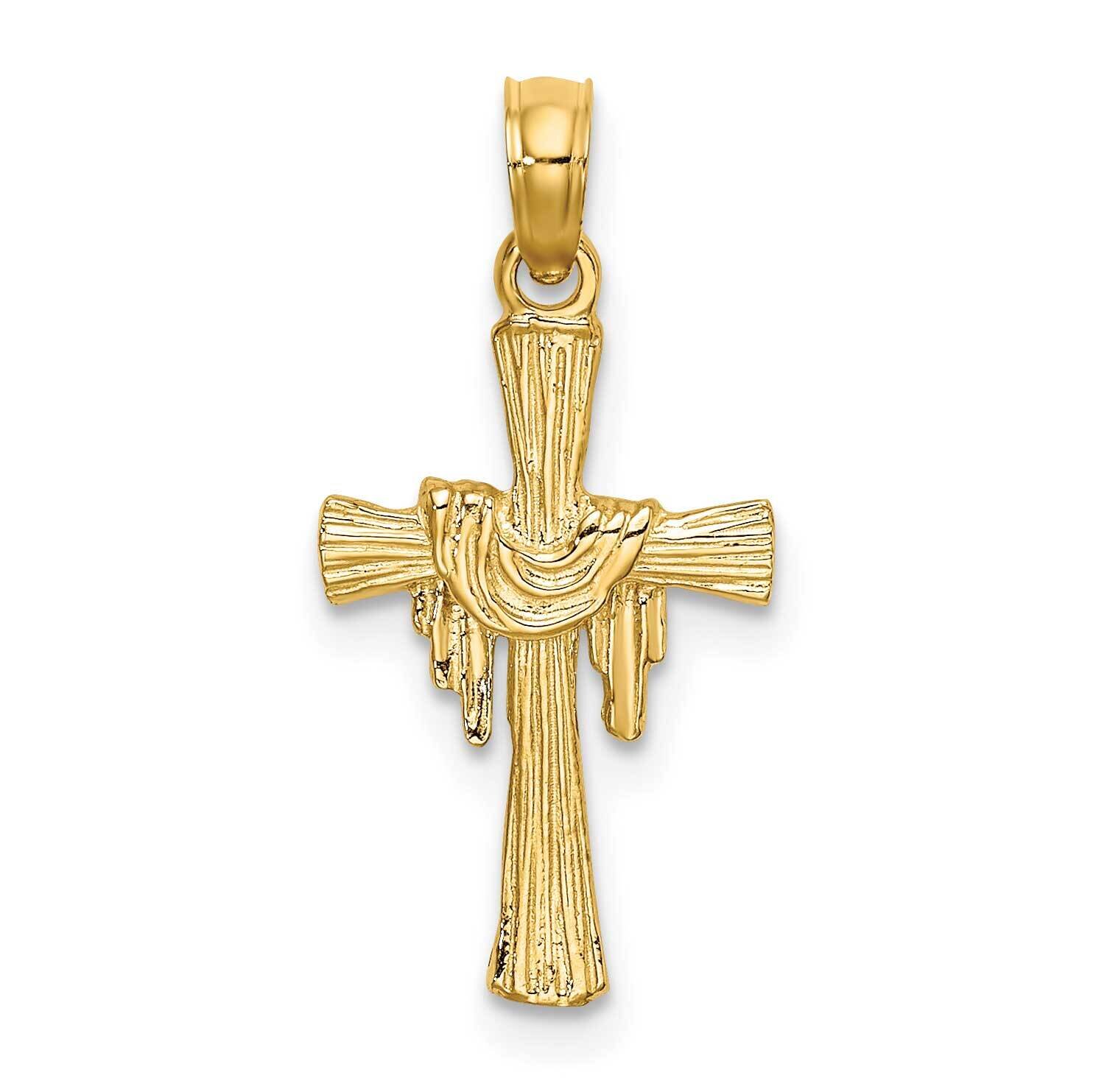 Cross with Drape Charm 14k Gold K8344