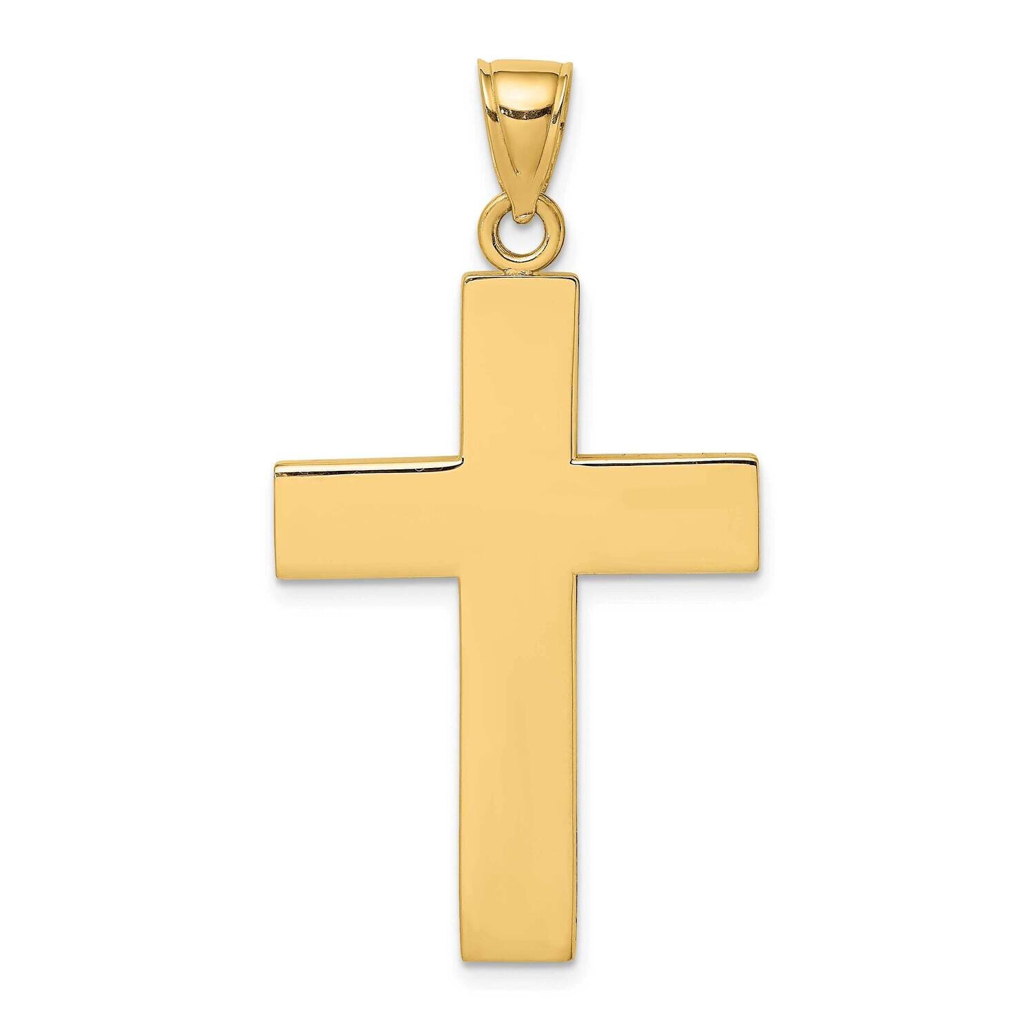 Polished Large Block Cross with Open Back Charm 14k Gold 2-D K8347, MPN: K8347, 637218016099
