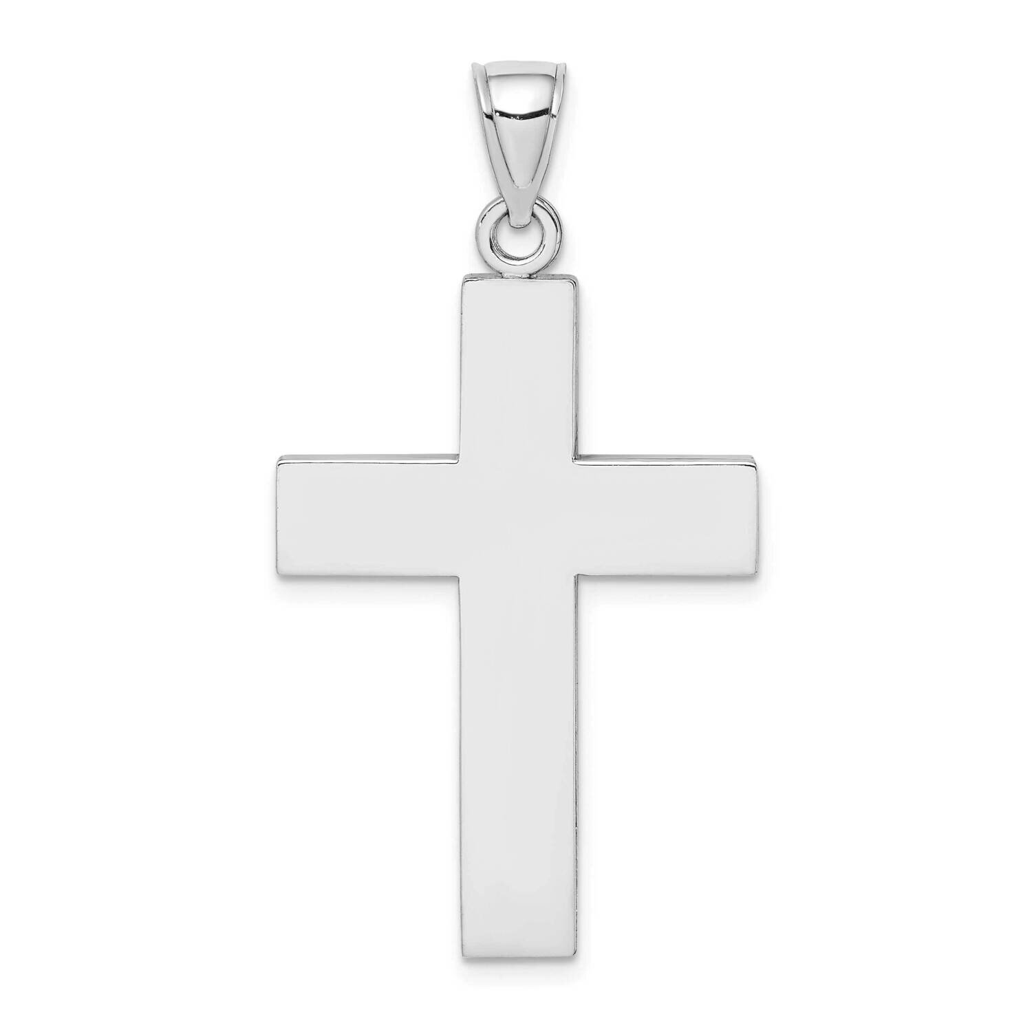 2-D Large Block Cross with Open Back Charm 14k White Gold K8347W