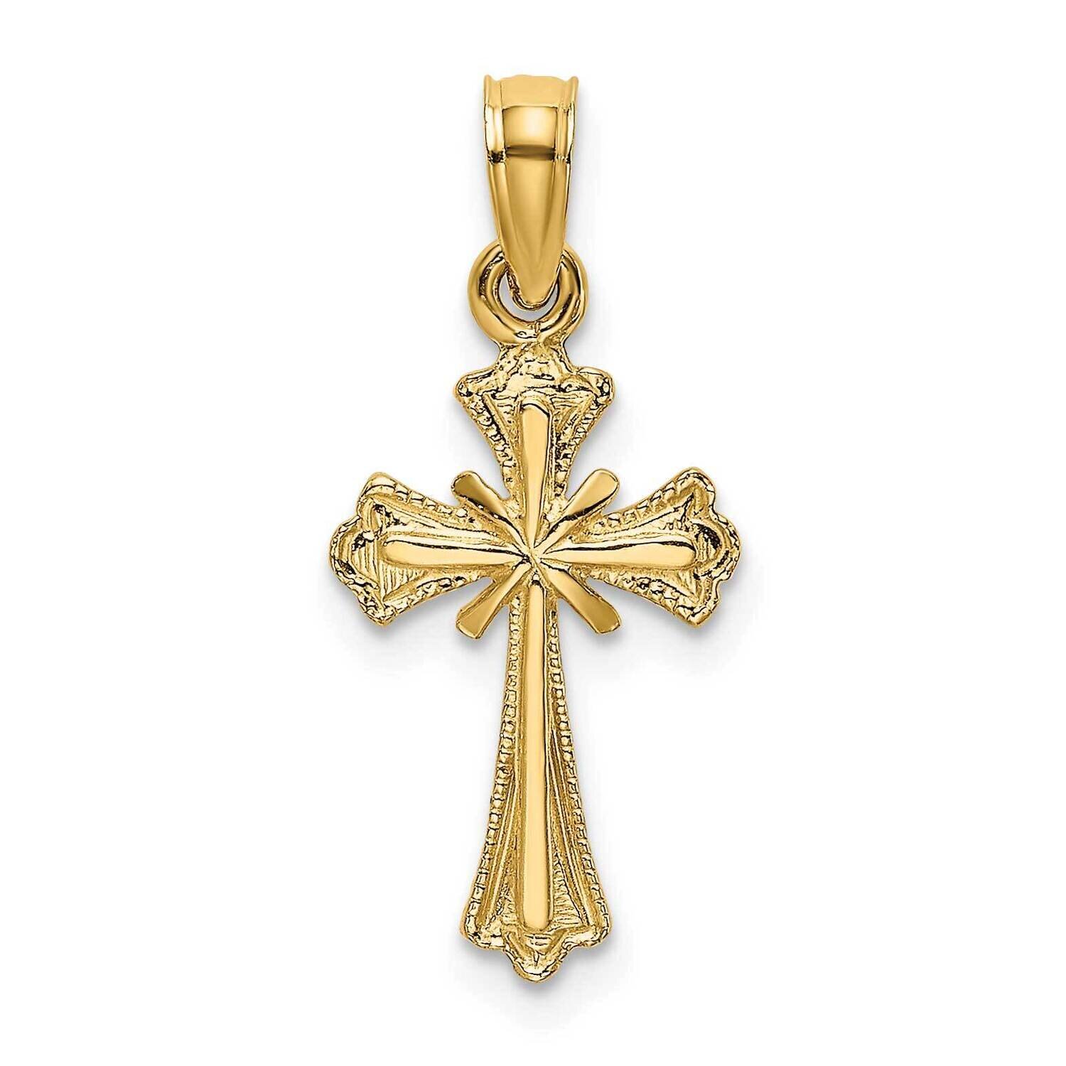Engraved Small Cross with X Center Charm 14k Gold K8348