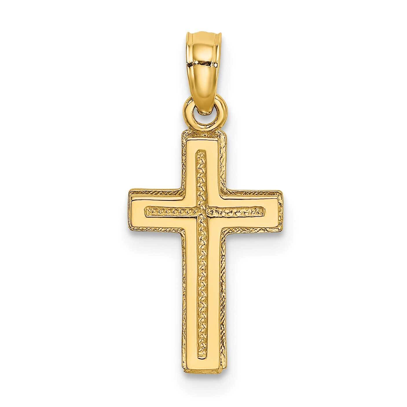 Polished Textured Cross Charm 14k Gold 2-D K8351, MPN: K8351, 637218016136