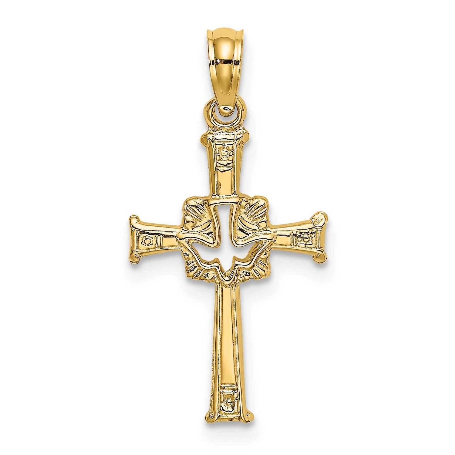Cross Dove Charm 14k Gold Polished &amp; Engraved K8368, MPN: K8368, 637218016372