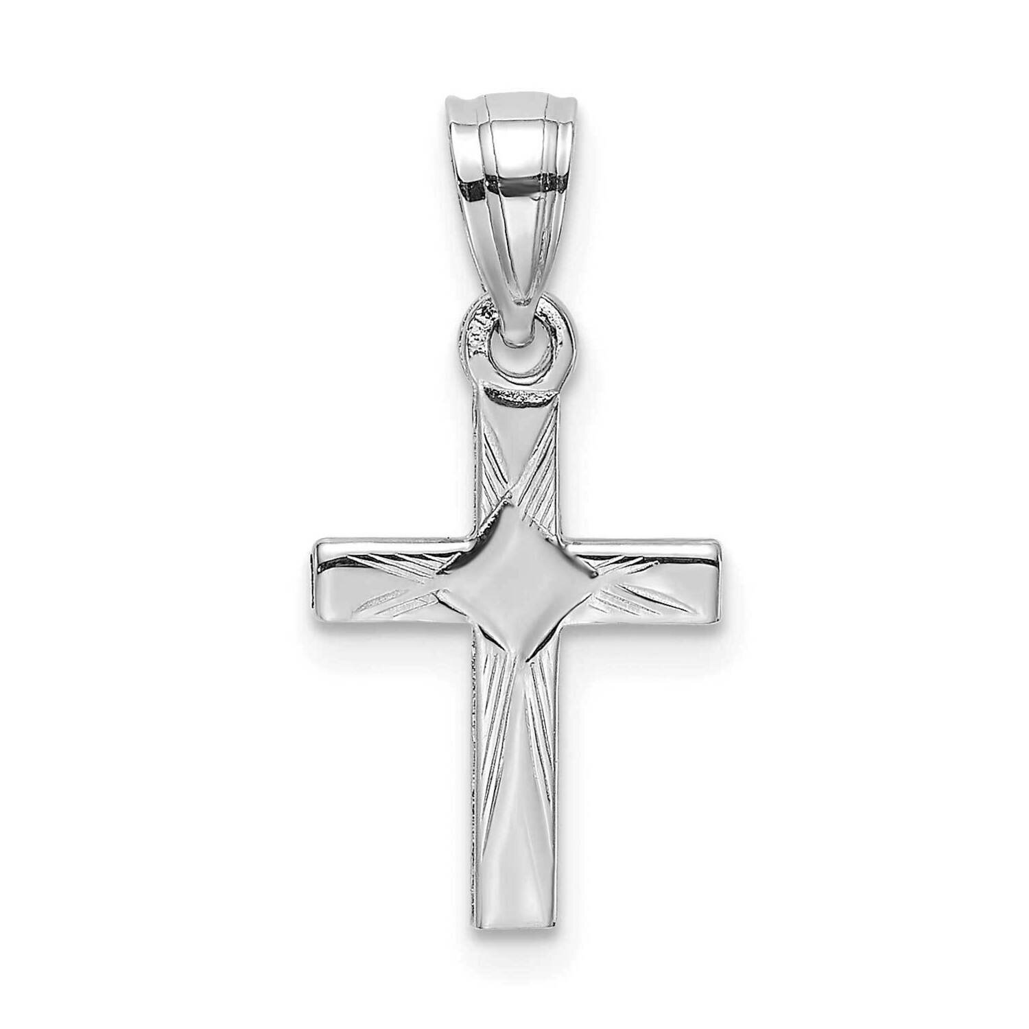 Diamond Shape Center Mini Cross Charm 14k White Gold K8373W, MPN: K8373W,