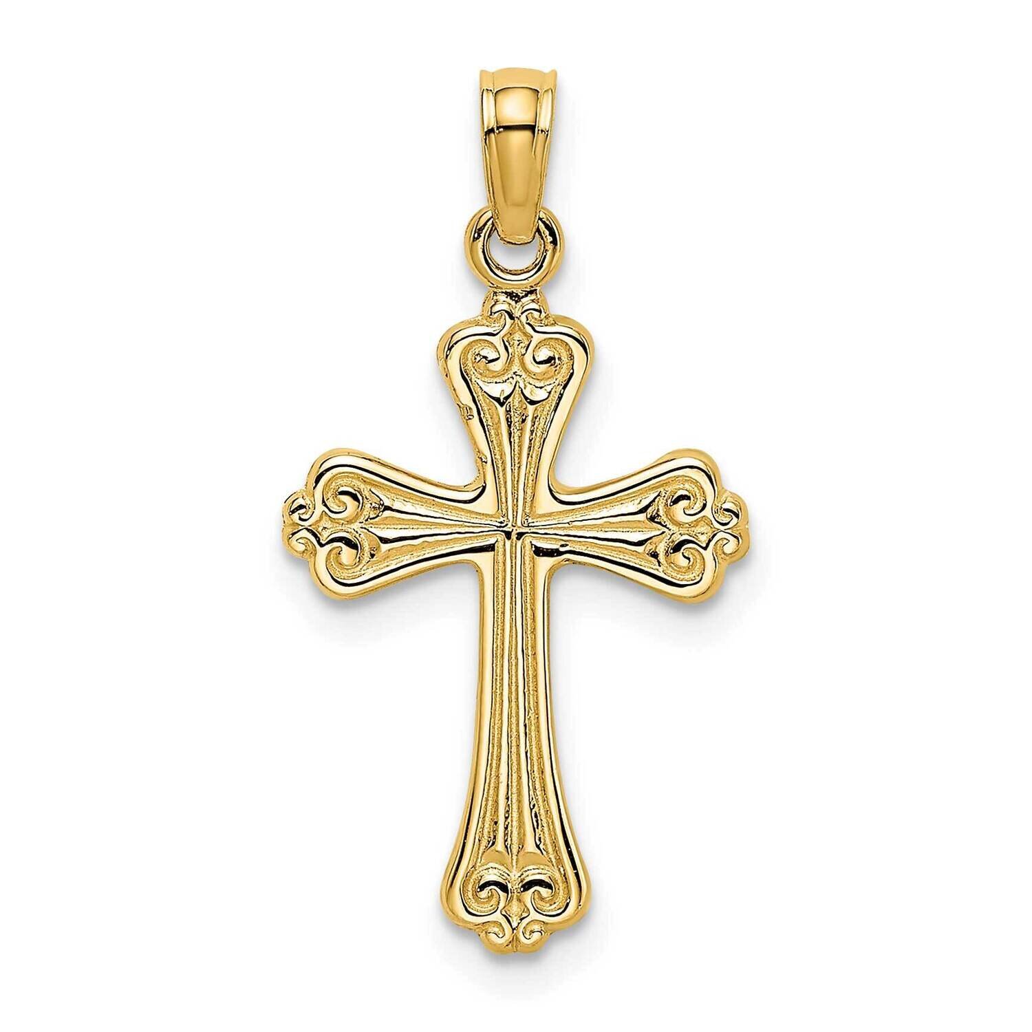 Cross Charm 14k Gold Polished &amp; Engraved K8376, MPN: K8376, 637218016501
