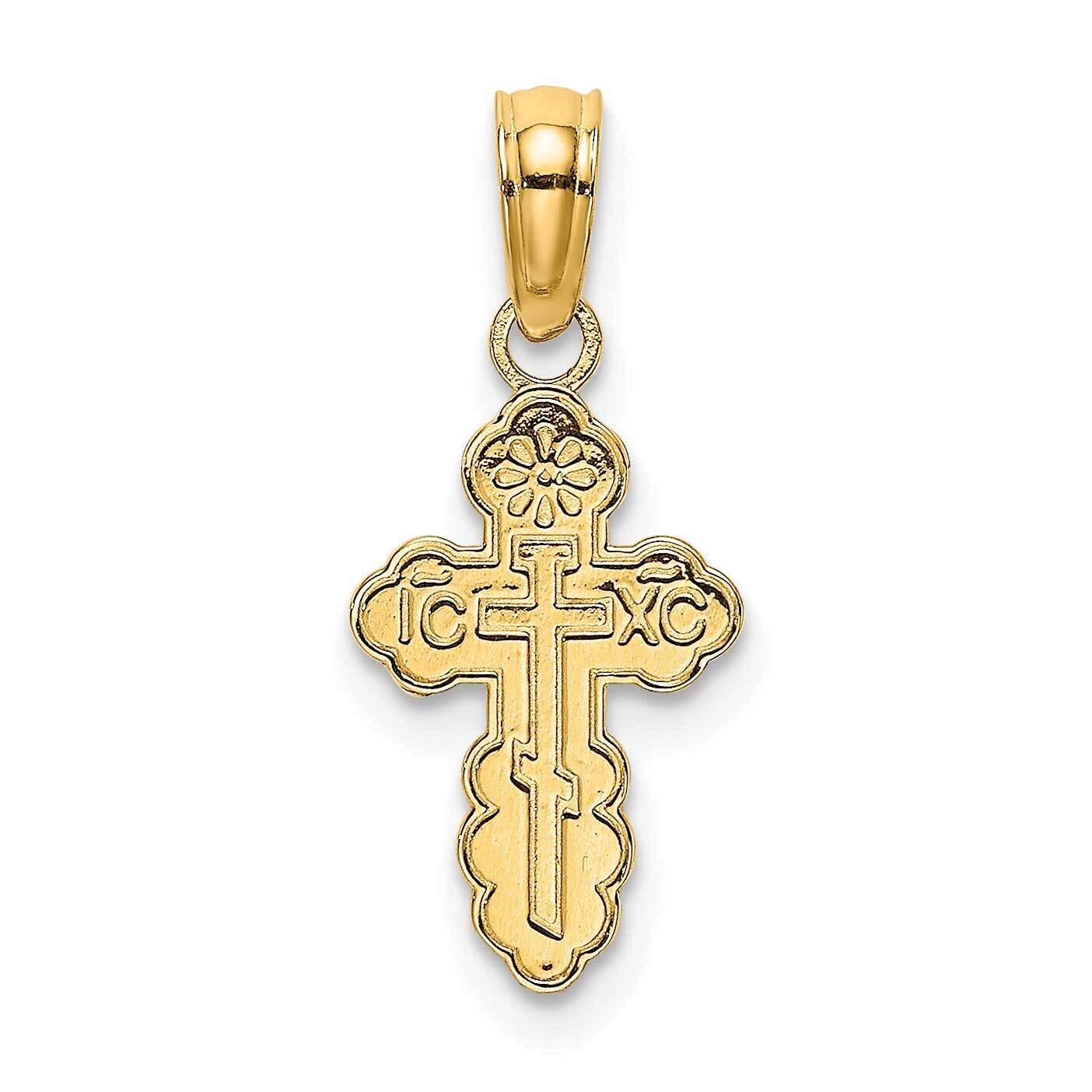 Mini Eastern Orthodox Cross Charm 14k Gold K8377