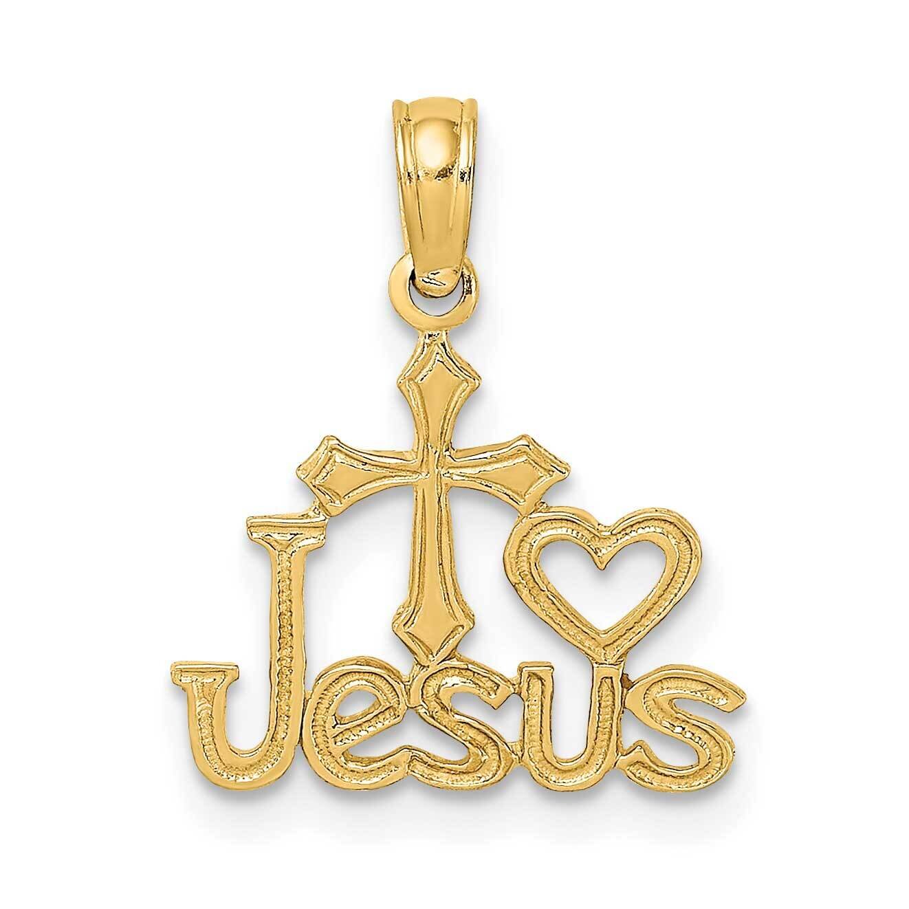 Jesus with Cross Heart Charm 14k Gold K8381