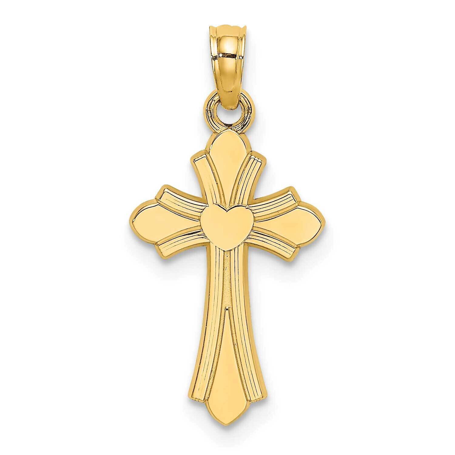 Cross with Heart Charm 14k Gold Polished K8391