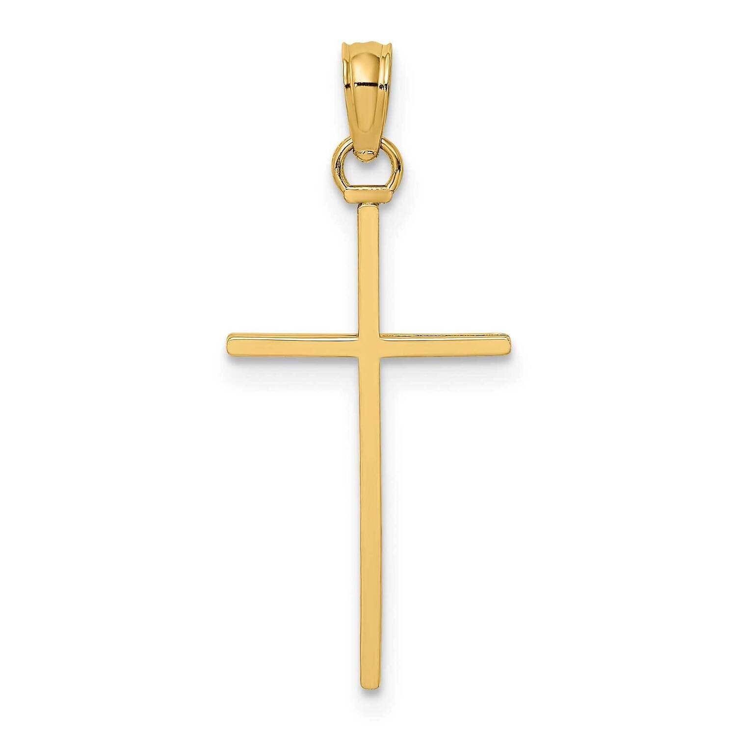 Polished Stick Cross Charm 14k Gold 3-D K8404