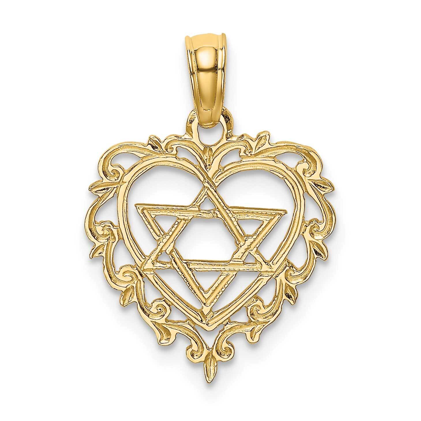 Stare of David In Heart Charm 14k Gold Textured K8405, MPN: K8405, 637218017072