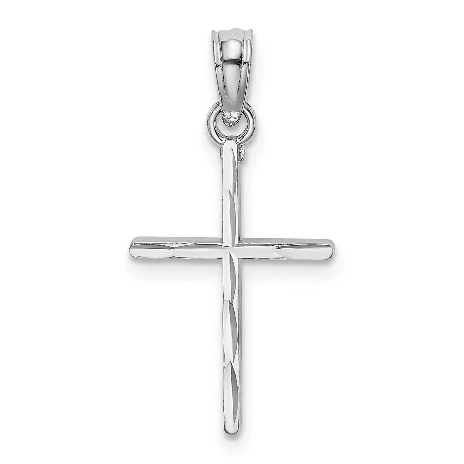 Polished Cross Charm 14k White Gold Diamond-cut K8409W, MPN: K8409W, 637218173600