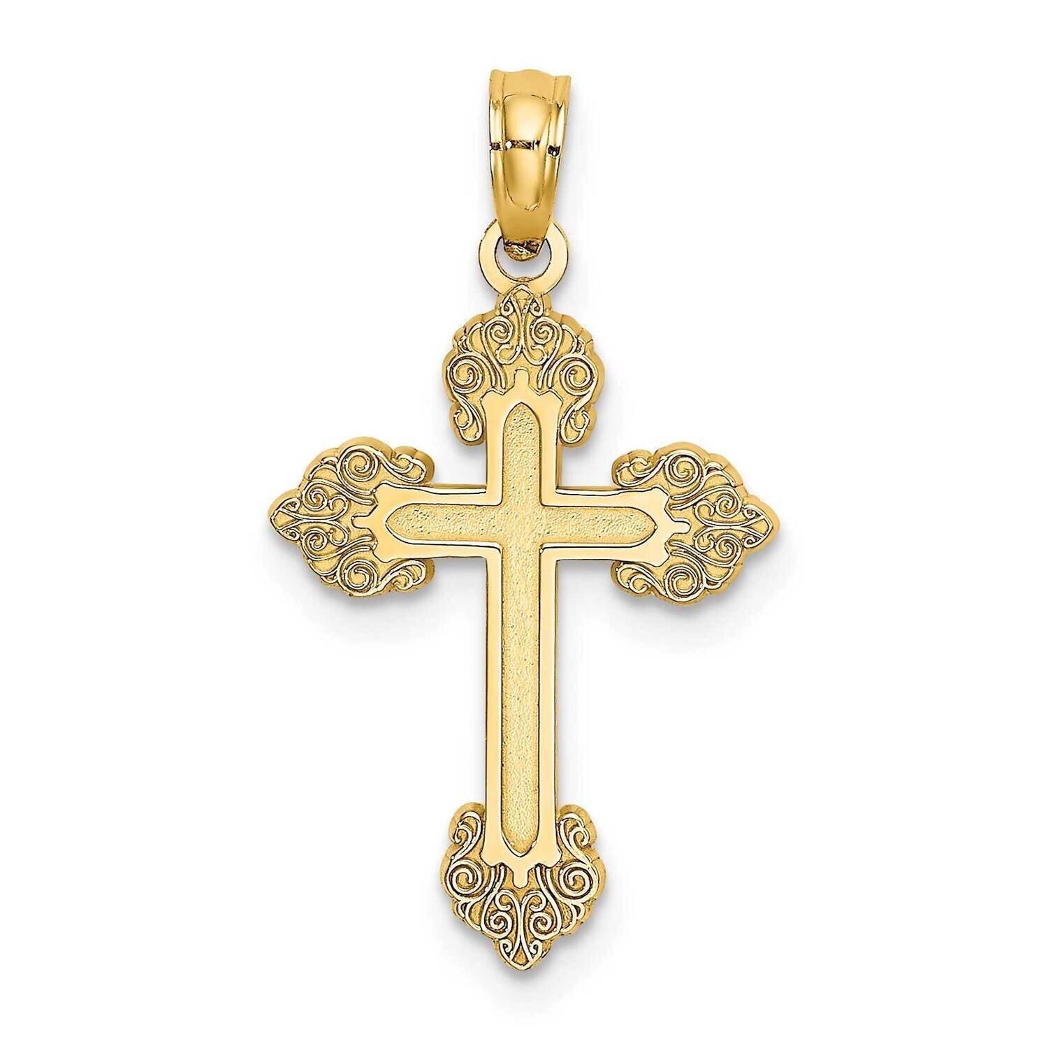 Fancy Cross Charm 14k Gold Polished &amp; Textured K8420, MPN: K8420, 637218134960