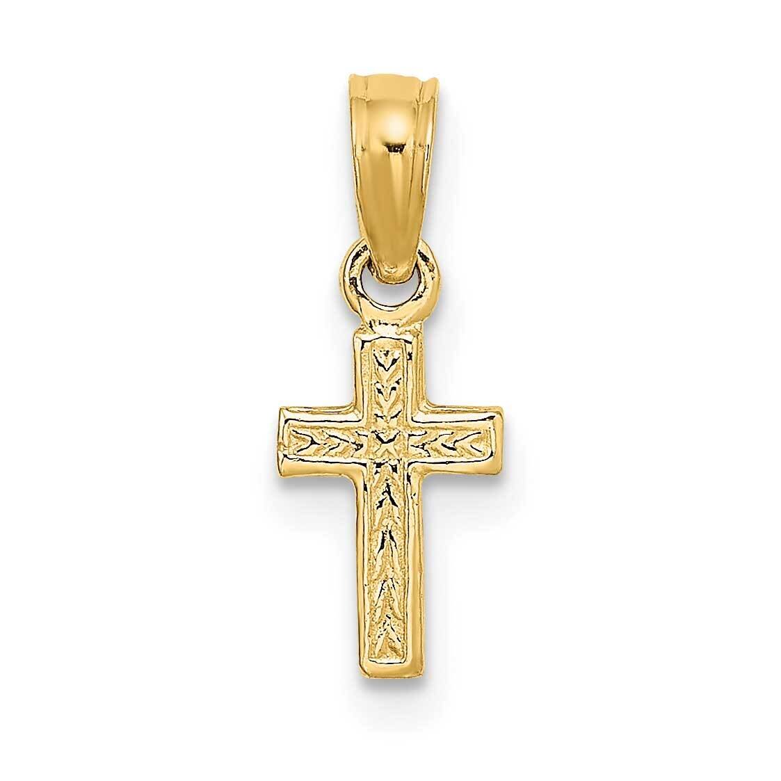 Mini Cross Charm 14k Gold Polished &amp; Engraved K8424, MPN: K8424, 637218017577