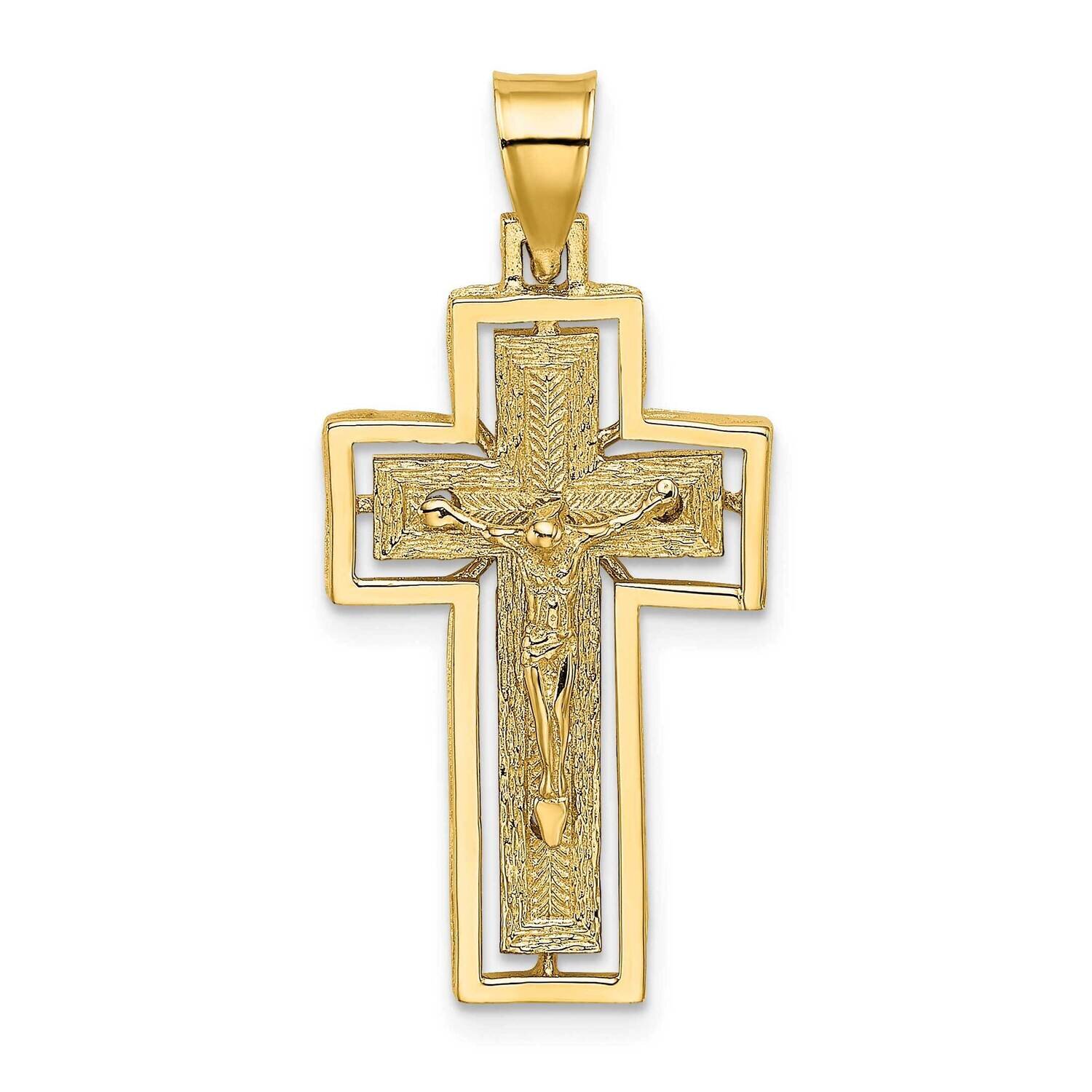 Crucifix with Frame Charm 14k Gold Textured K8438, MPN: K8438, 637218037674