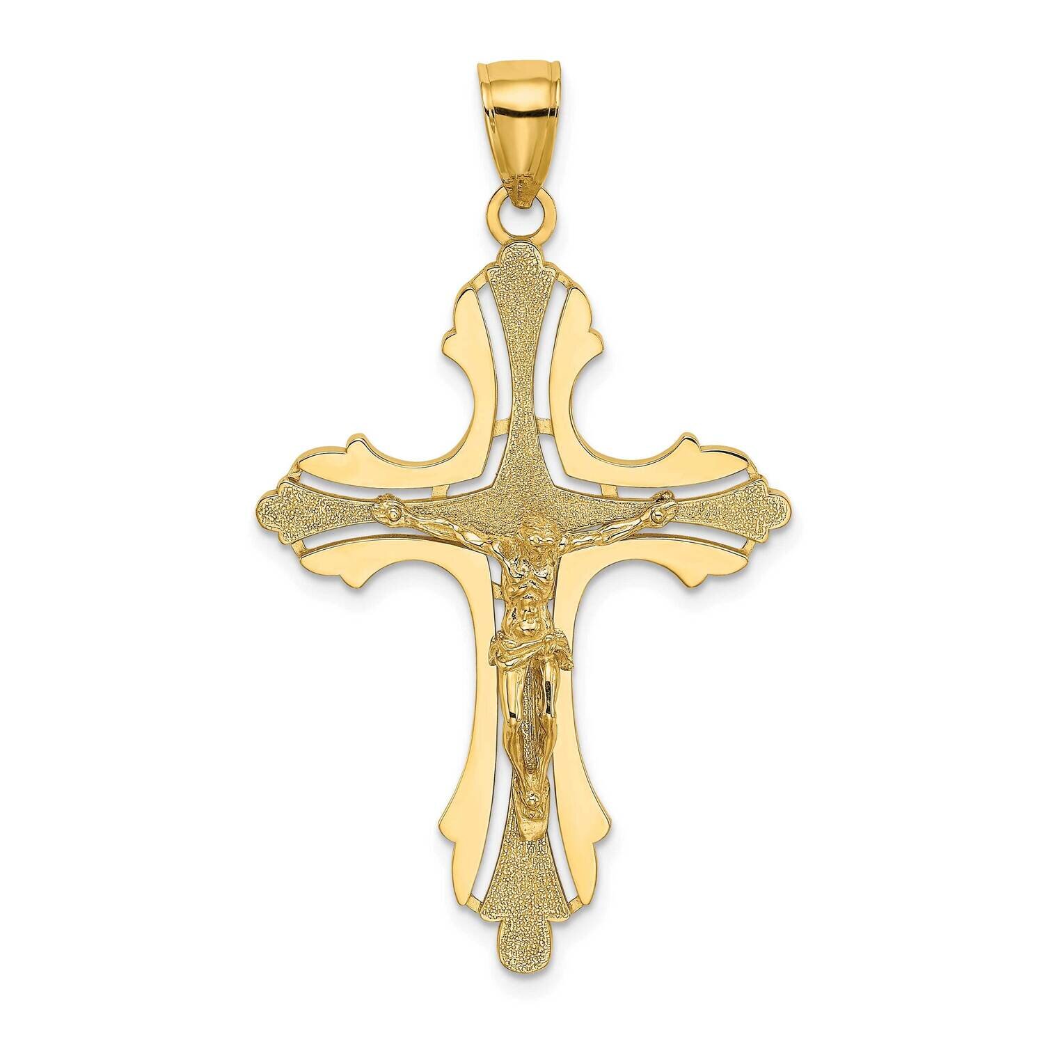 Cut-Out Crucifix with Spade Tips Charm 14k Gold Textured K8441, MPN: K8441, 883957955599