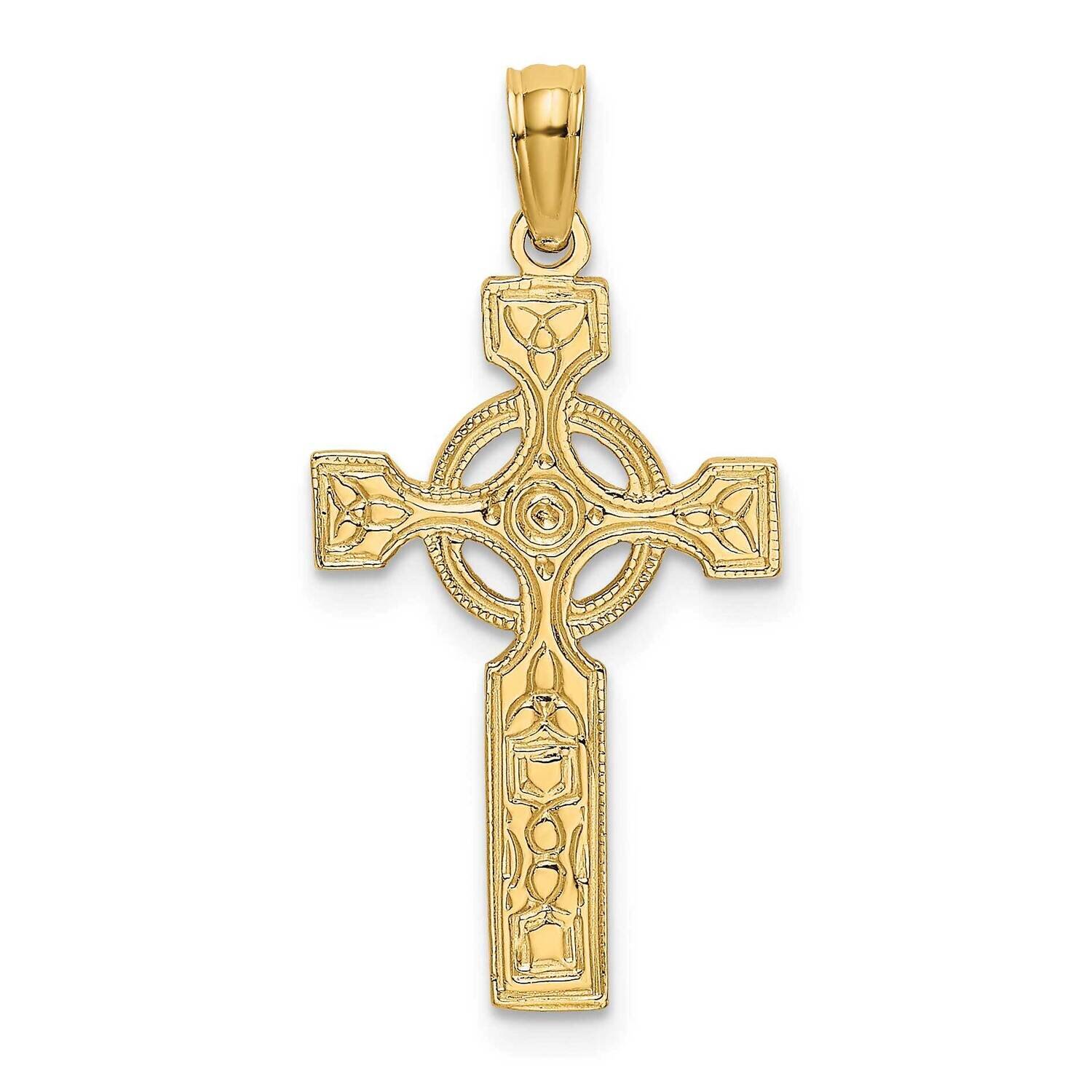 Engraved Celtic Cross with Eternity Circle Charm 14k Gold K8445, MPN: K8445, 637218038213