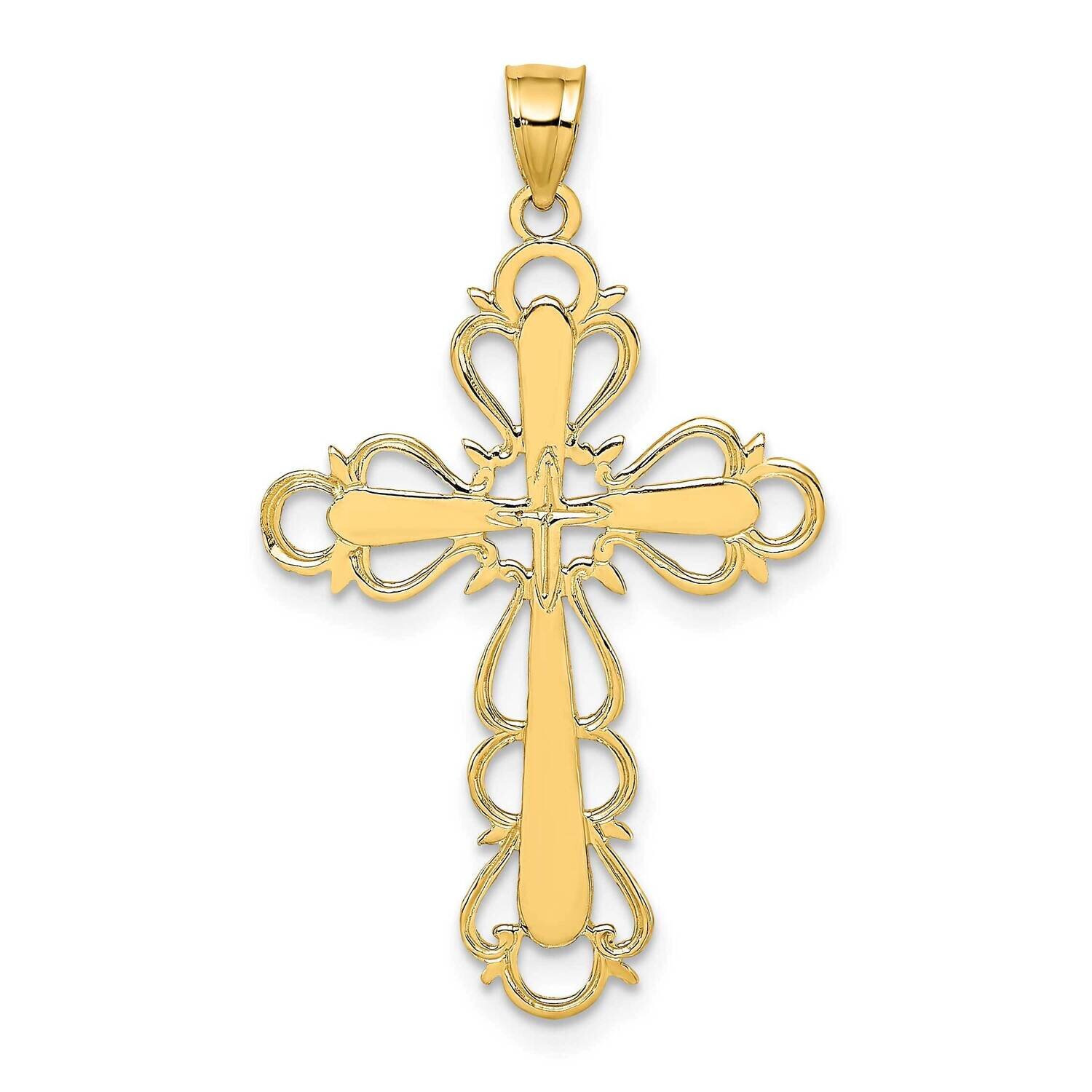 Lace Trim Cross Charm 14k Gold Polished K8446, MPN: K8446, 637218038237