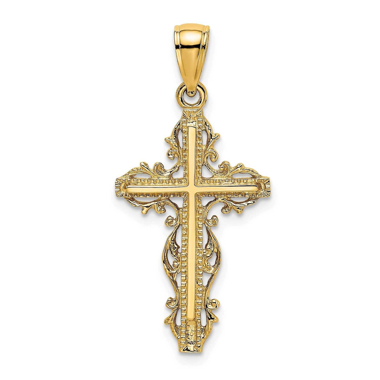 Cross with Lace Trim Charm 14k Gold K8457, MPN: K8457, 637218038909