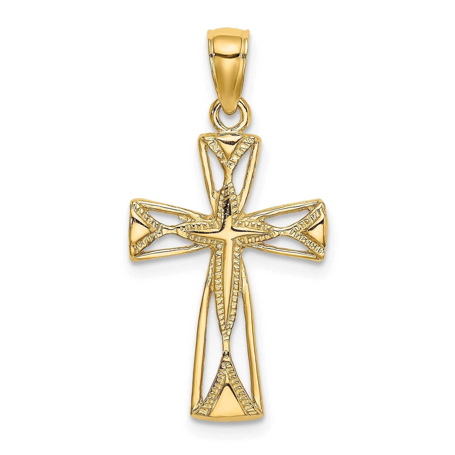 Cut-Out Design Cross Charm 14k Gold Polished K8460, MPN: K8460, 637218038930