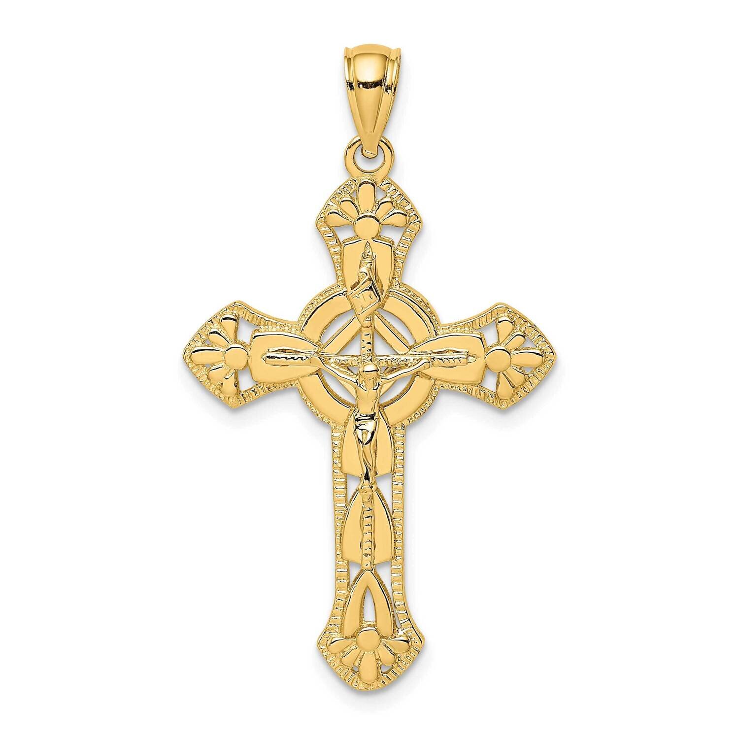 Crucifix with Arrow Charm 14k Gold Textured K8468, MPN: K8468, 637218041725