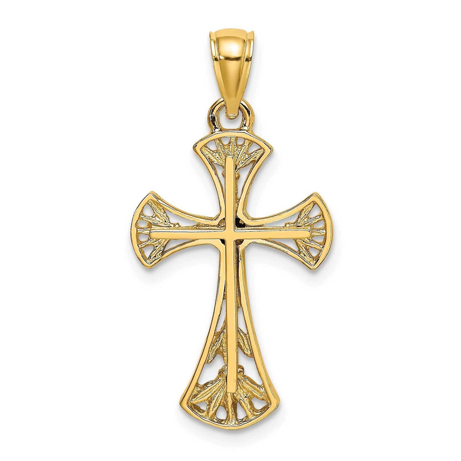 Round Edges Cross Charm 14k Gold Cut-out K8477, MPN: K8477, 637218041831