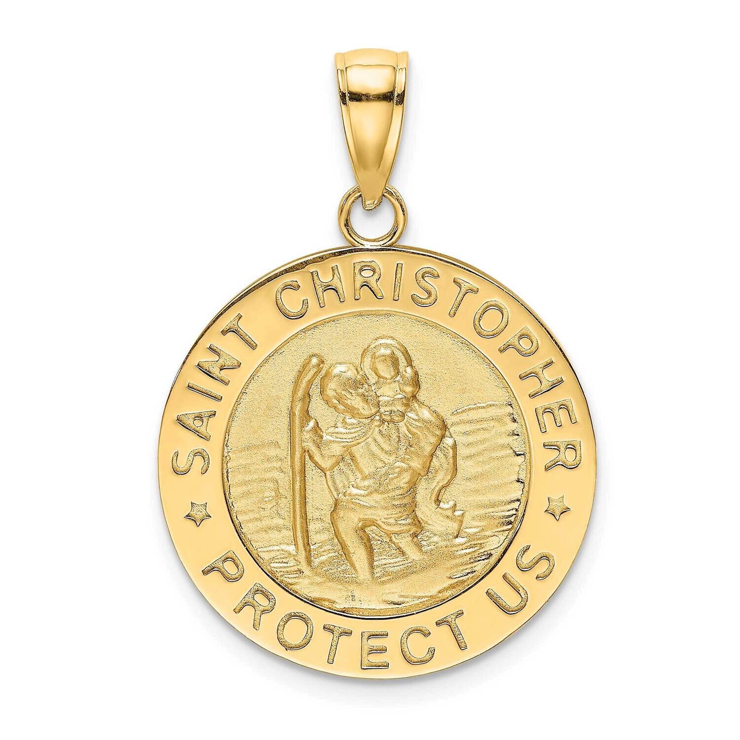 Satin Saint Christopher Coin Charm 14k Gold Polished K8483, MPN: K8483, 637218042661