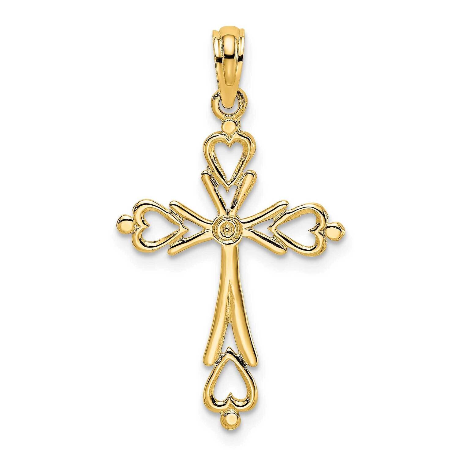 Cross Cut-Out with Heart Ends Charm 14k Gold K8489, MPN: K8489, 637218045433