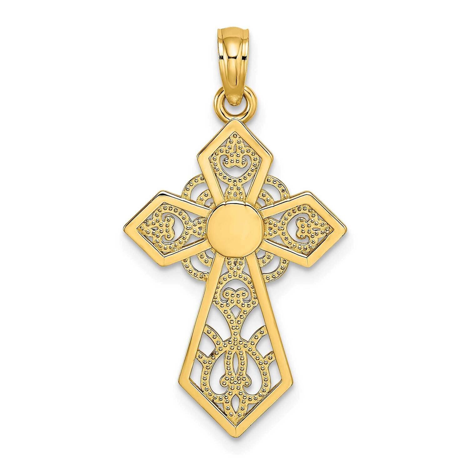 Lace Cross Charm 14k Gold Polished K8514, MPN: K8514, 637218055524