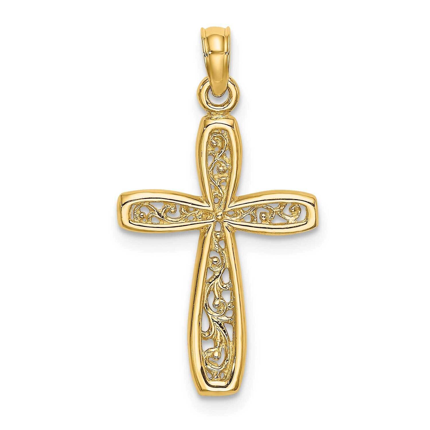 Cross with Filigree Center Charm 14k Gold K8515
