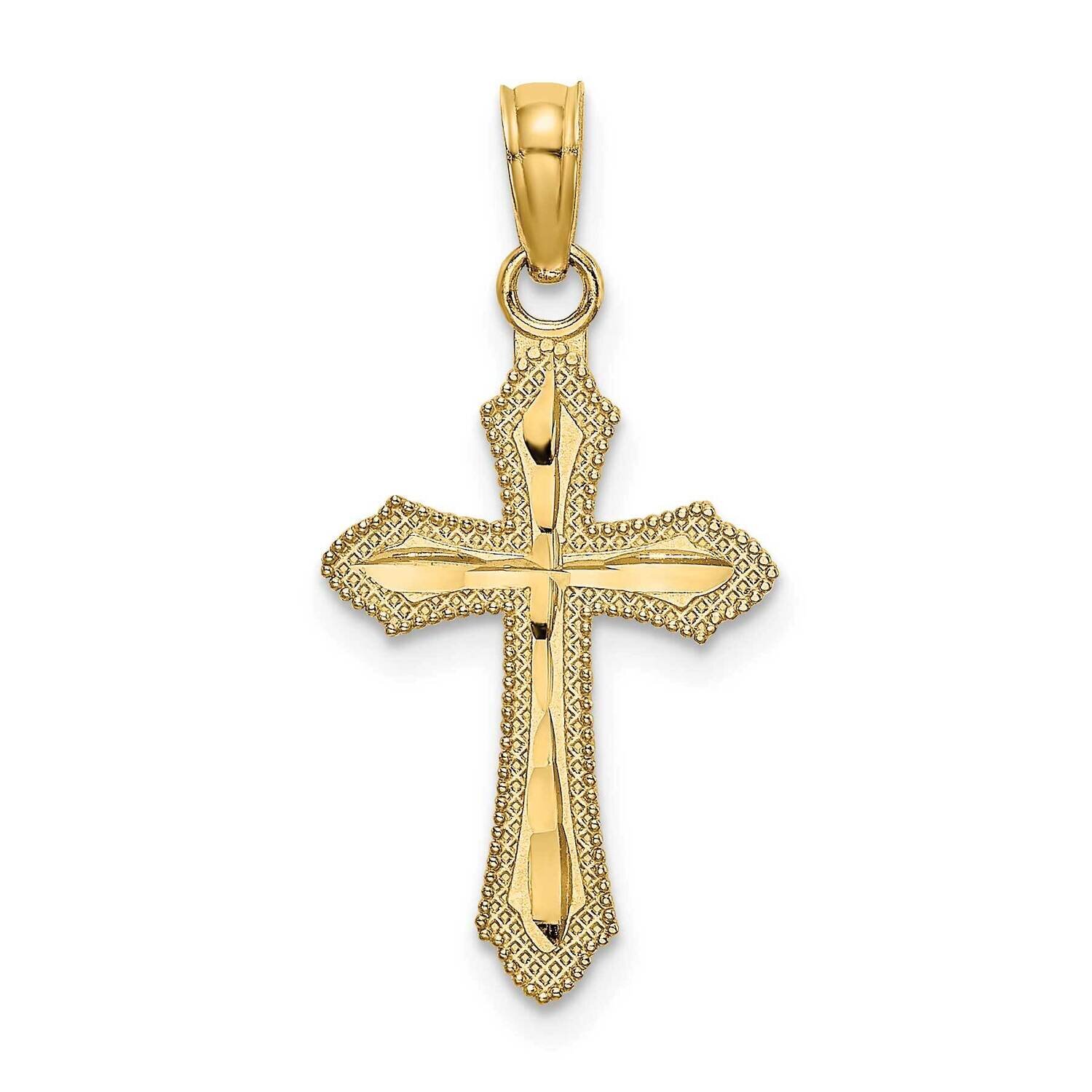 with Beaded Edge Cross Charm 14k Gold Diamond-cut K8526, MPN: K8526, 637218063512