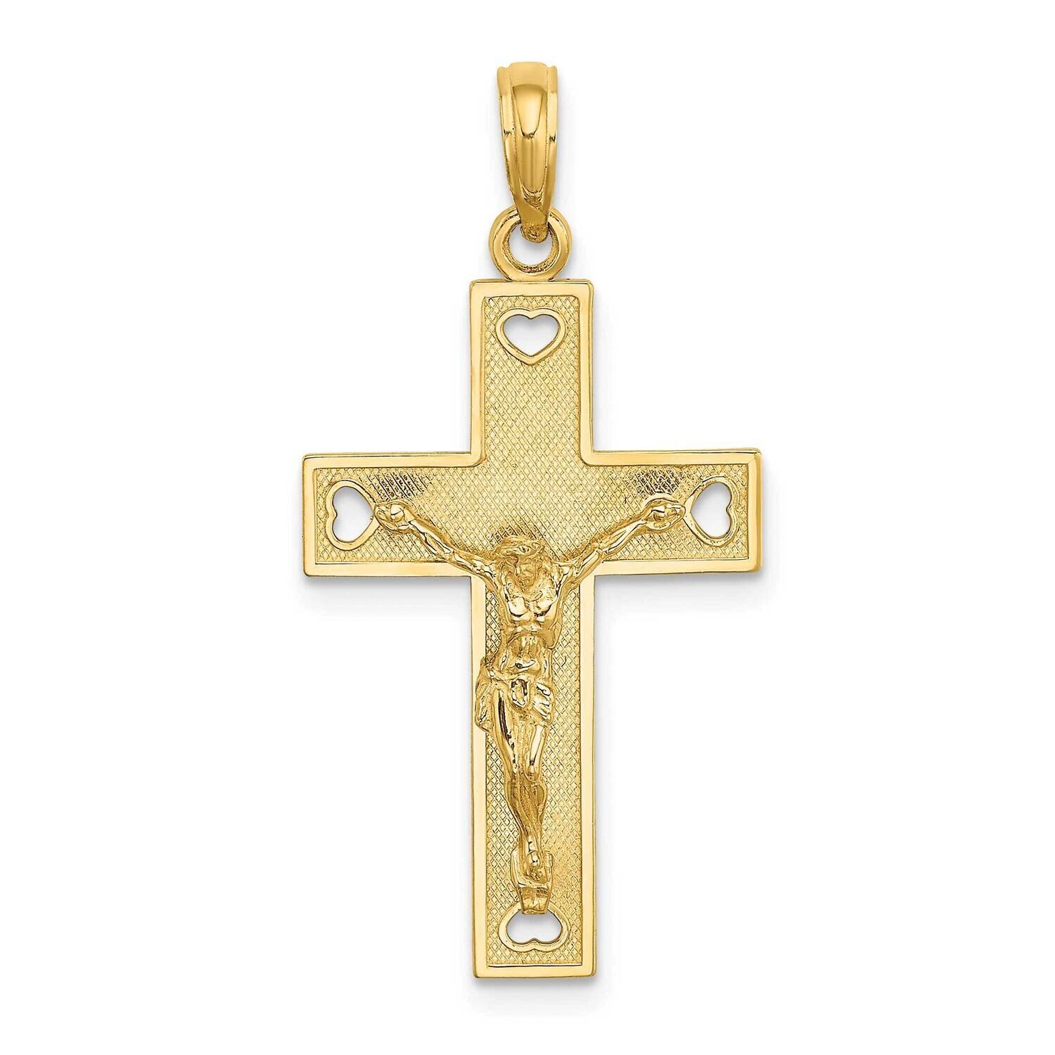 Heart I Love Jesus Crucifix Charm 14k Gold Cut-out K8528