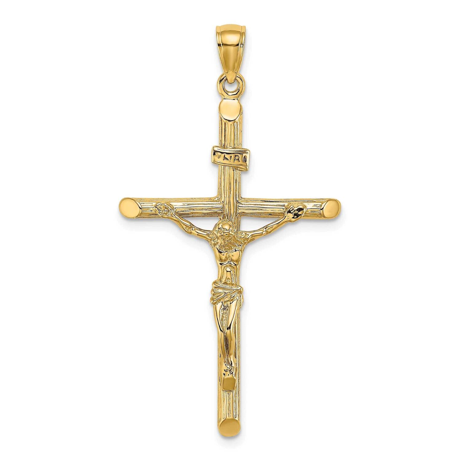 Crucifix Charm 14k Gold Textured K8532