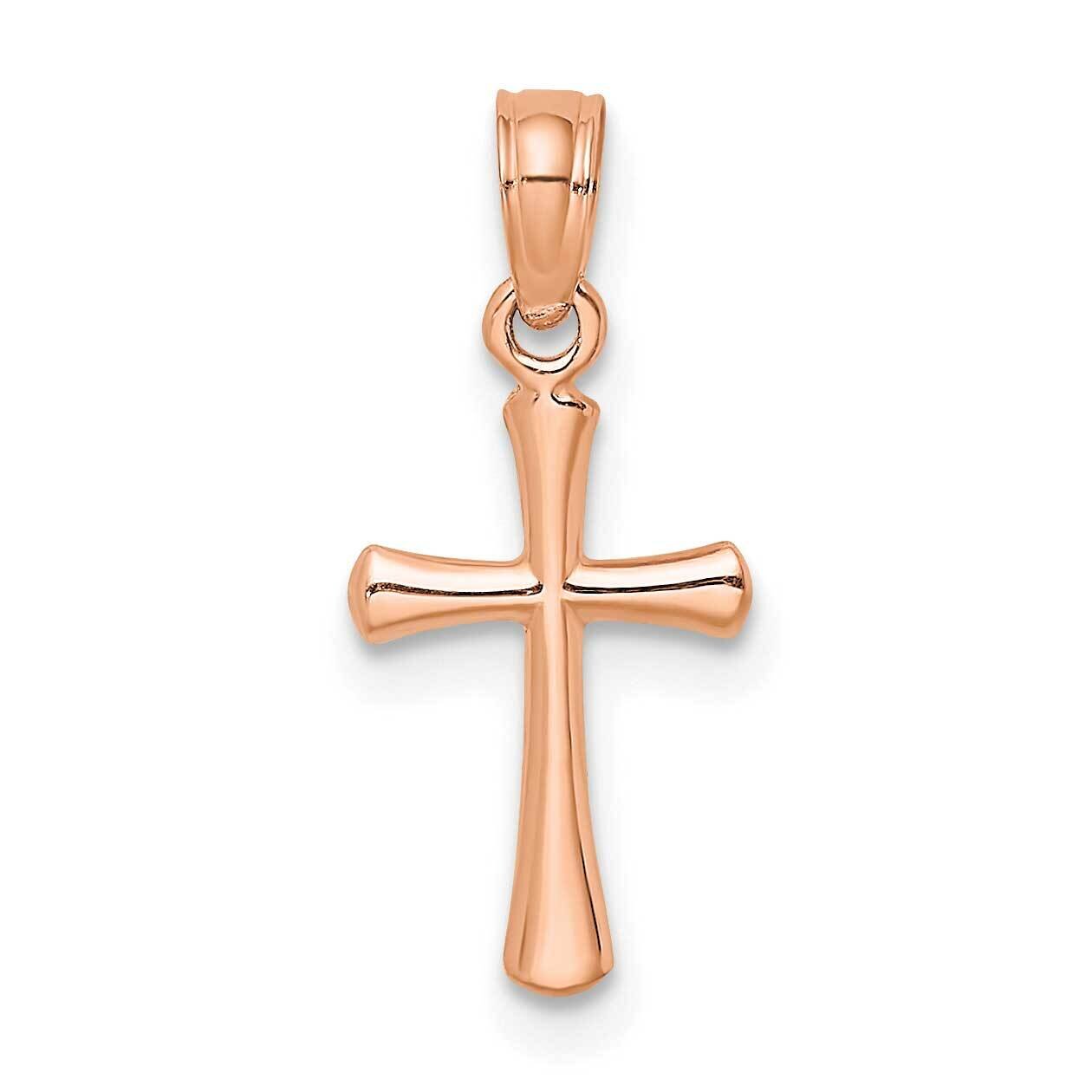 Polished Beveled Cross with Round Tips Charm 14k Rose Gold K8539R, MPN: K8539R,