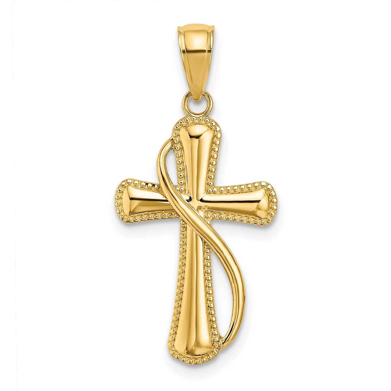 Cross with Drape Charm 14k Gold K8545