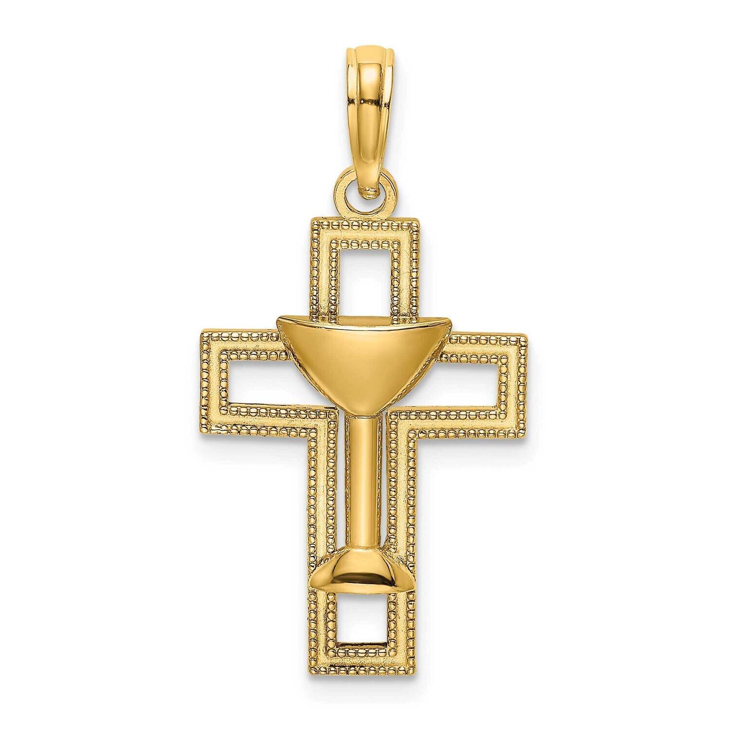Cross with Communion Cup Charm 14k Gold Polished K8546, MPN: K8546, 637218079551