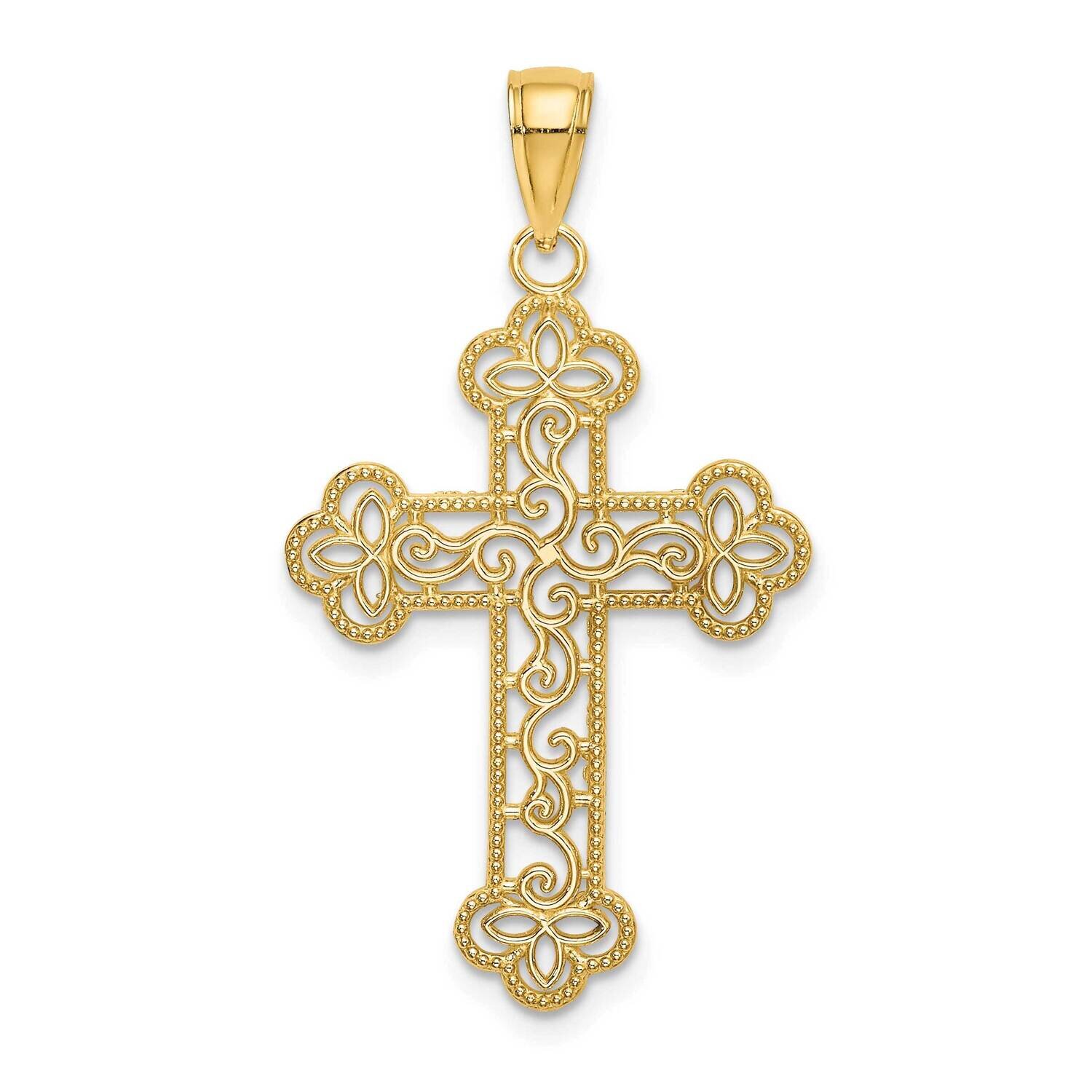 Beaded Edge Charm 14k Gold Textured K8547, MPN: K8547, 637218083077