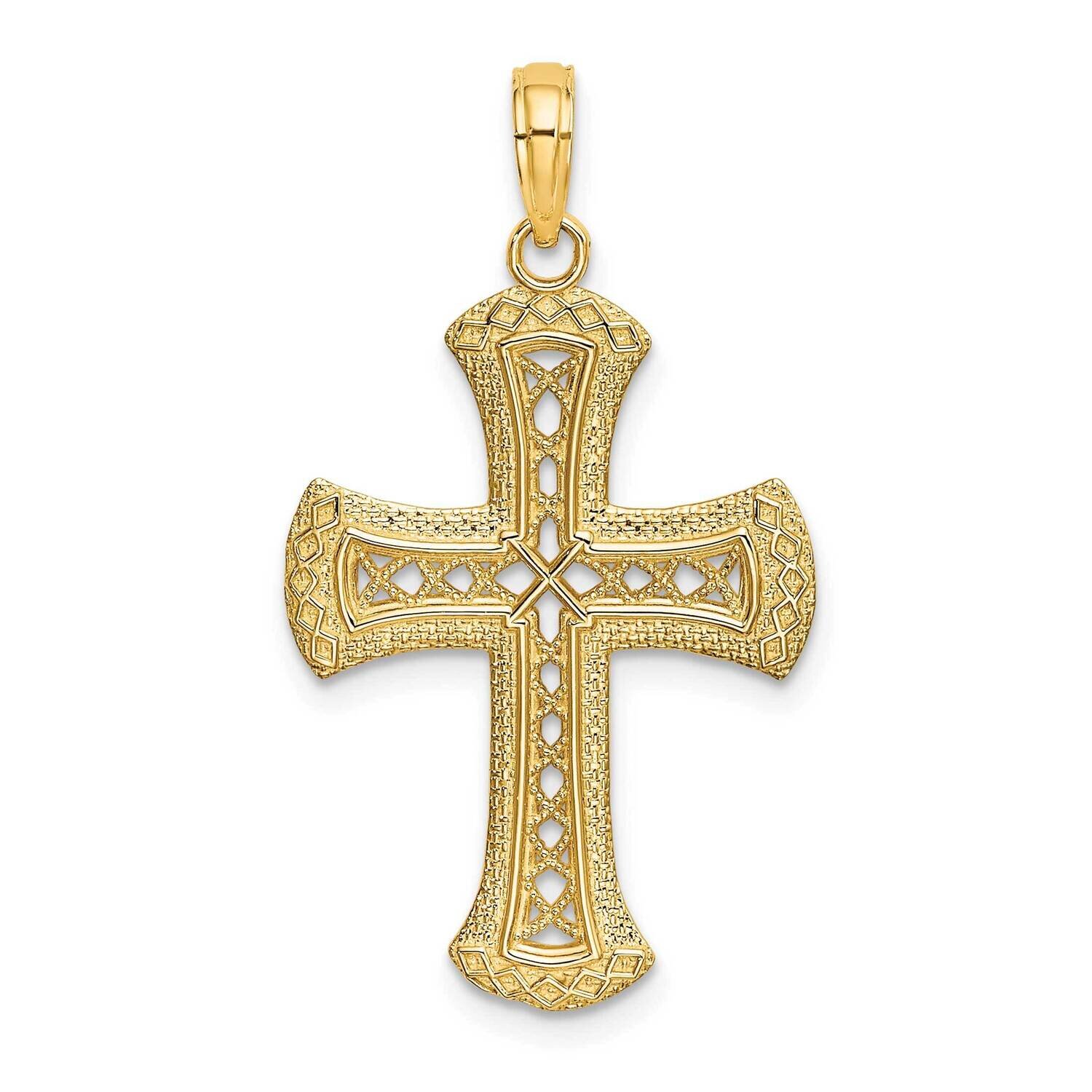 Cut-Out Cross Charm 14k Gold Textured K8554, MPN: K8554, 637218083503