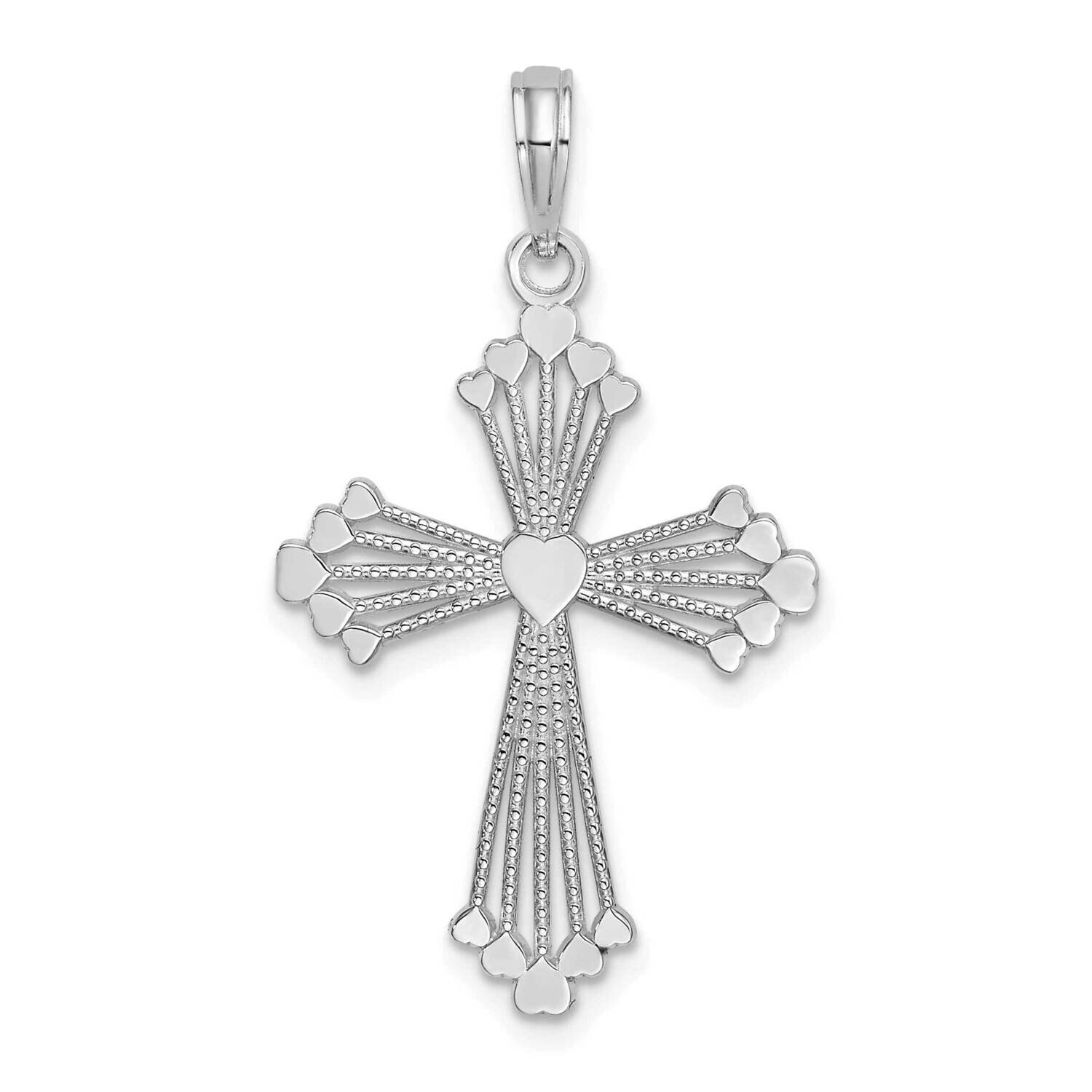 Cross with Heart Center Charm 14k White Gold K8562W, MPN: K8562W,